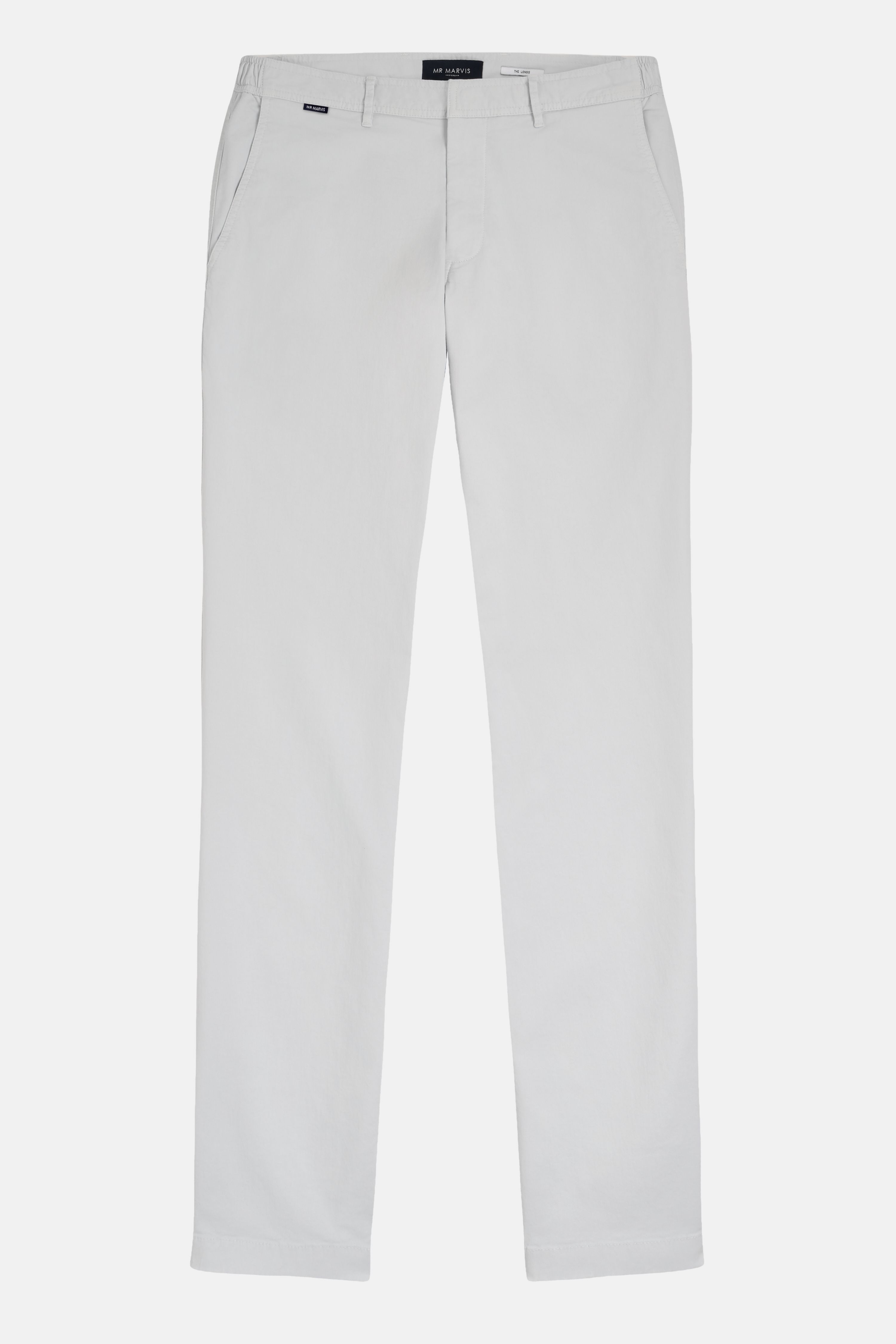 Mens stretch chinos with tailored fit in light grey