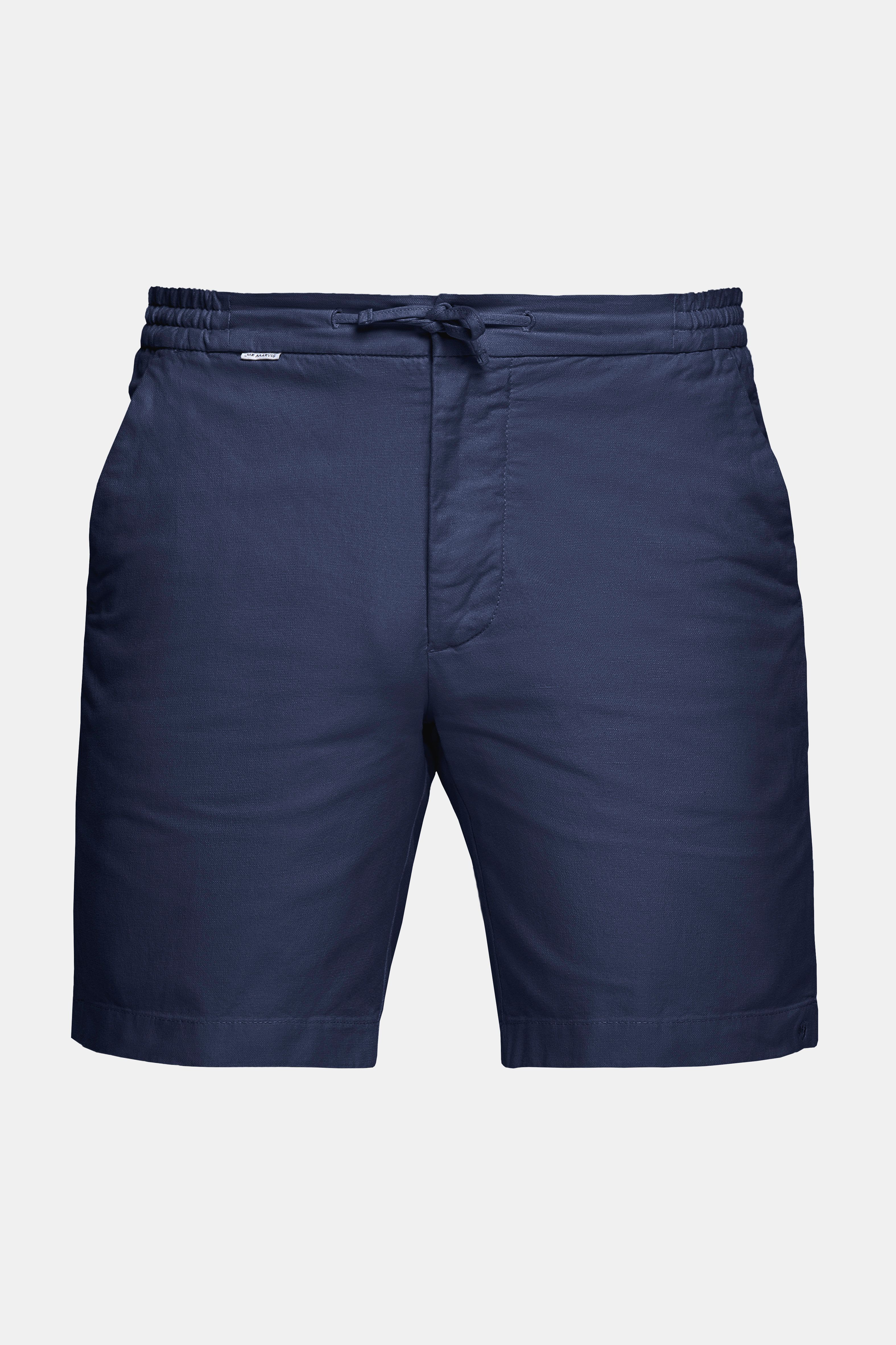 Mens linen shorts in dark blue