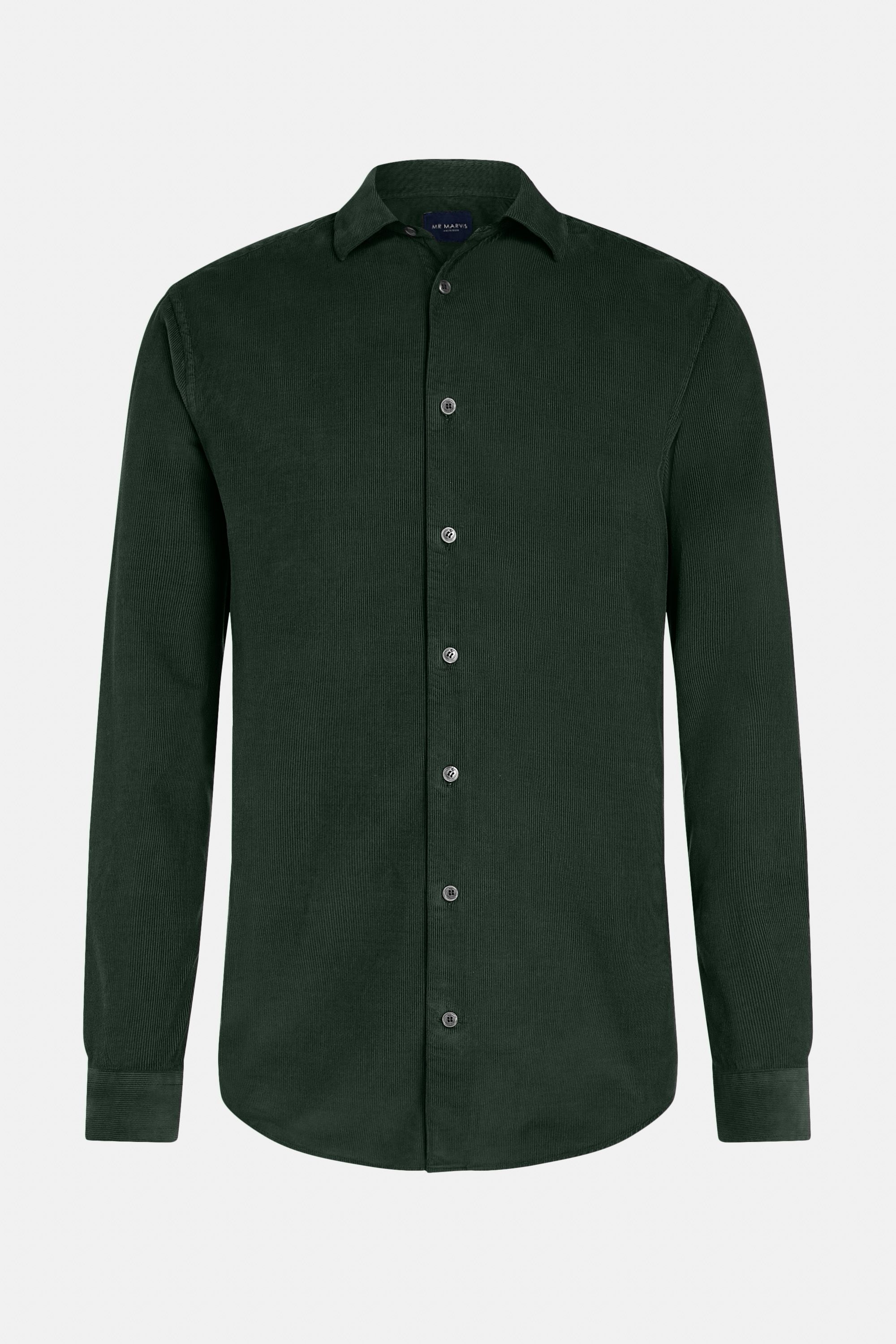 Mens corduroy shirt with regular fit in dark green