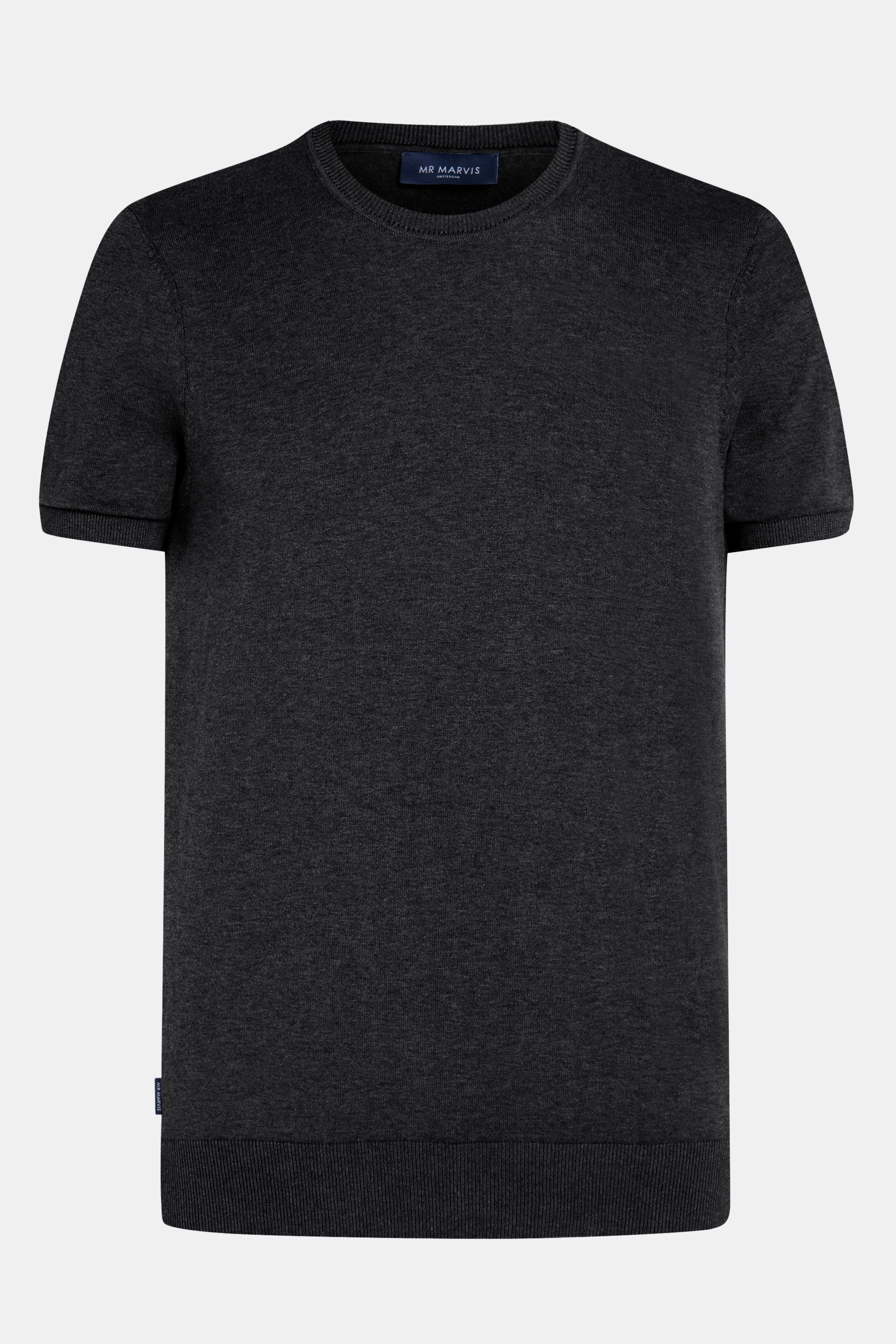 Mens knitted crewneck T-shirt in black