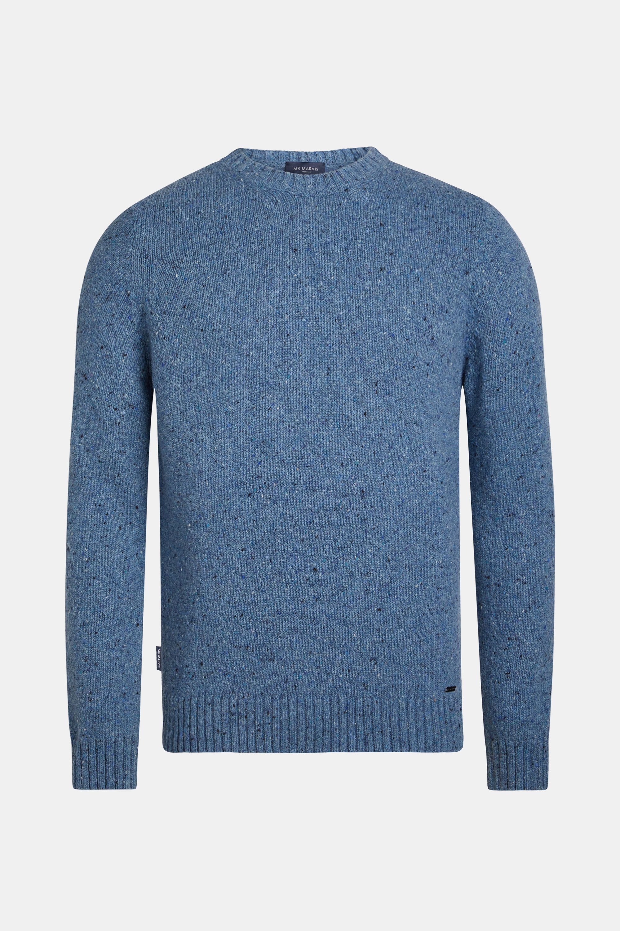 Pull en laine pour homme à col rond en bleu