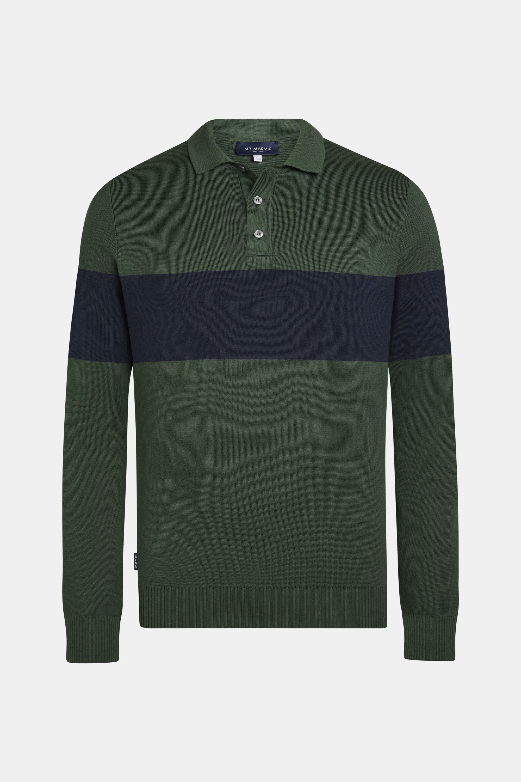 Herren Rugby-Pullover in Dunkelgrün mit Dunkelblau