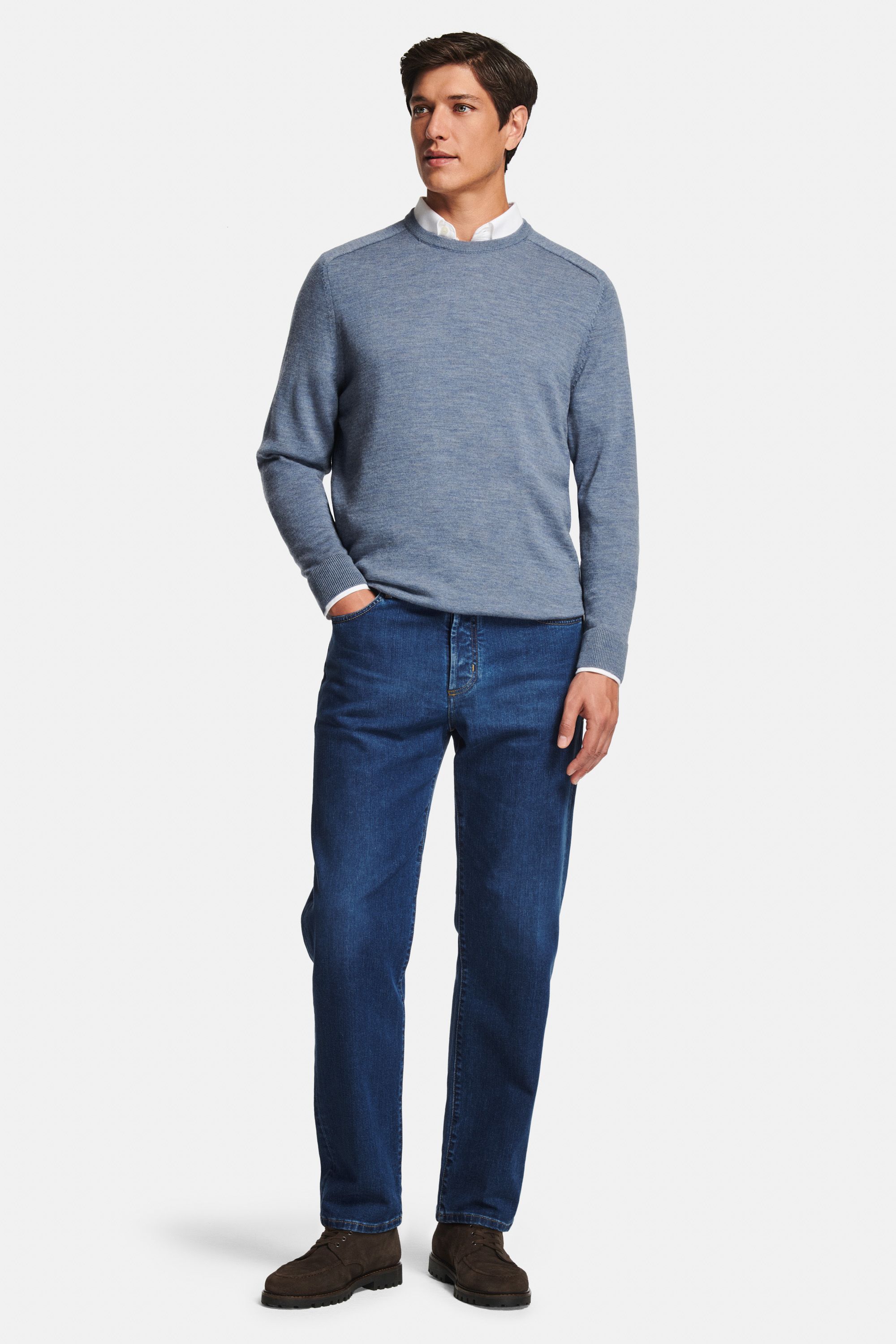 Wimbledons * The Oxford Shirt, Mavericks * The Merino Pullover, Davis * The Straight Fit Jeans, Cosmics * The Stretch Belt