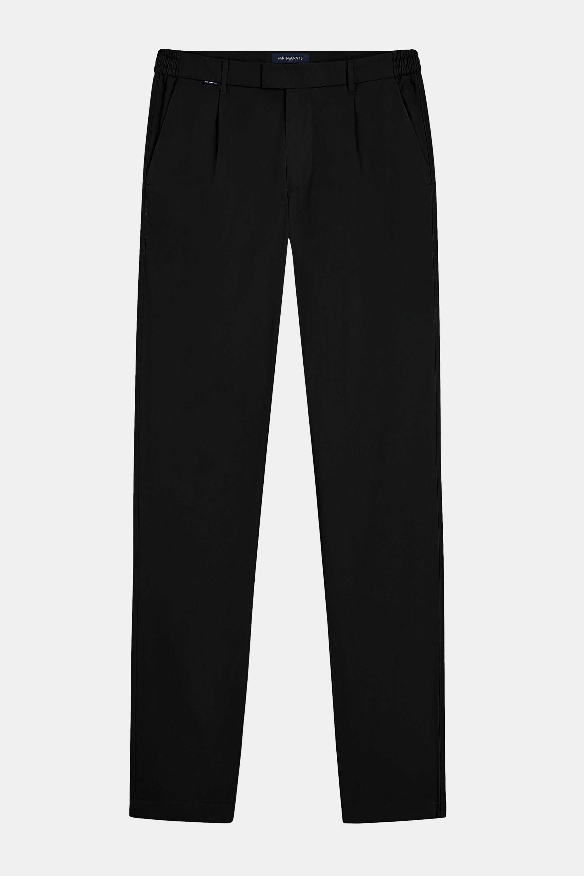 Mens pleated chinos with relaxed fit in black