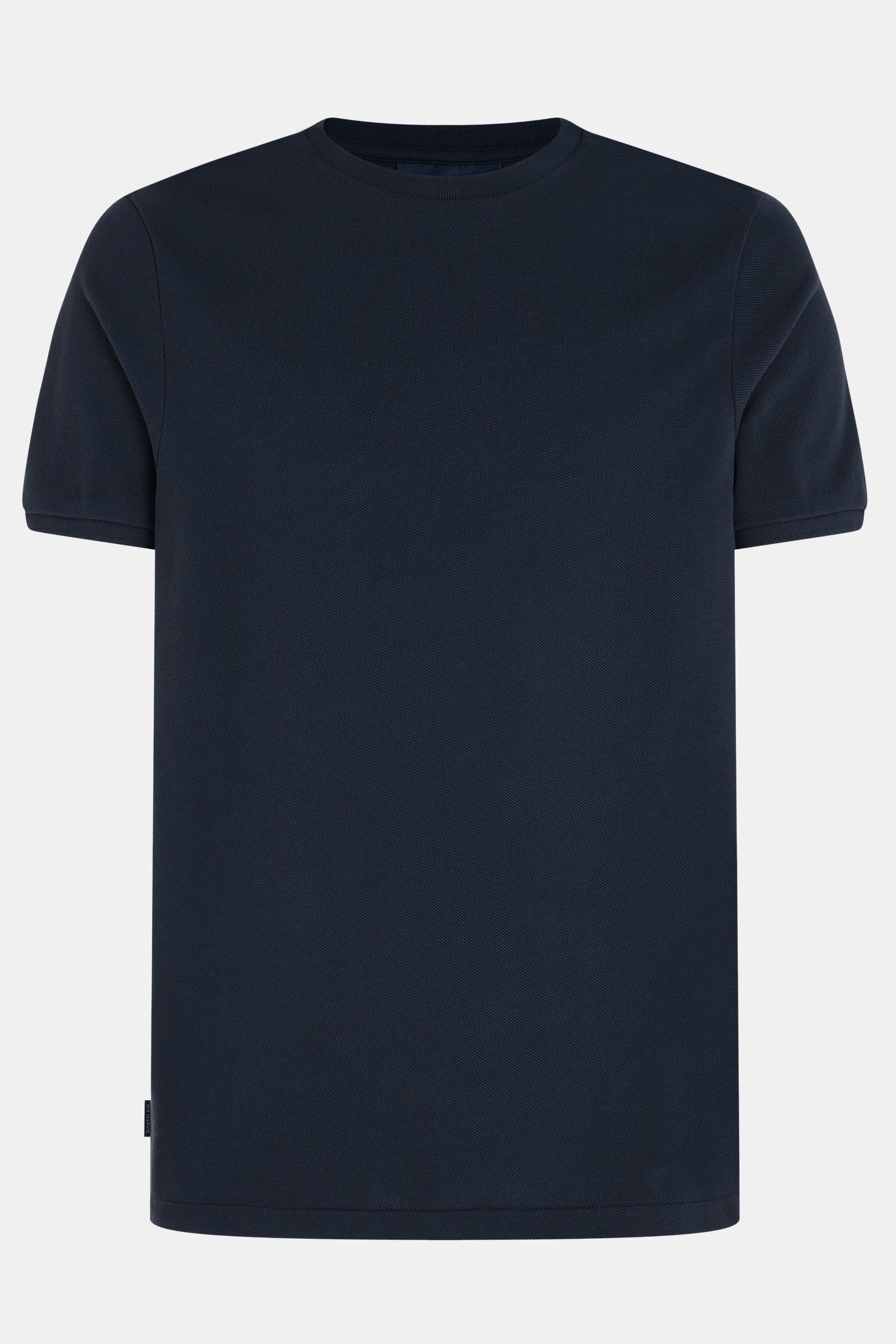 T-shirt in piqué da uomo con girocollo in blu scuro