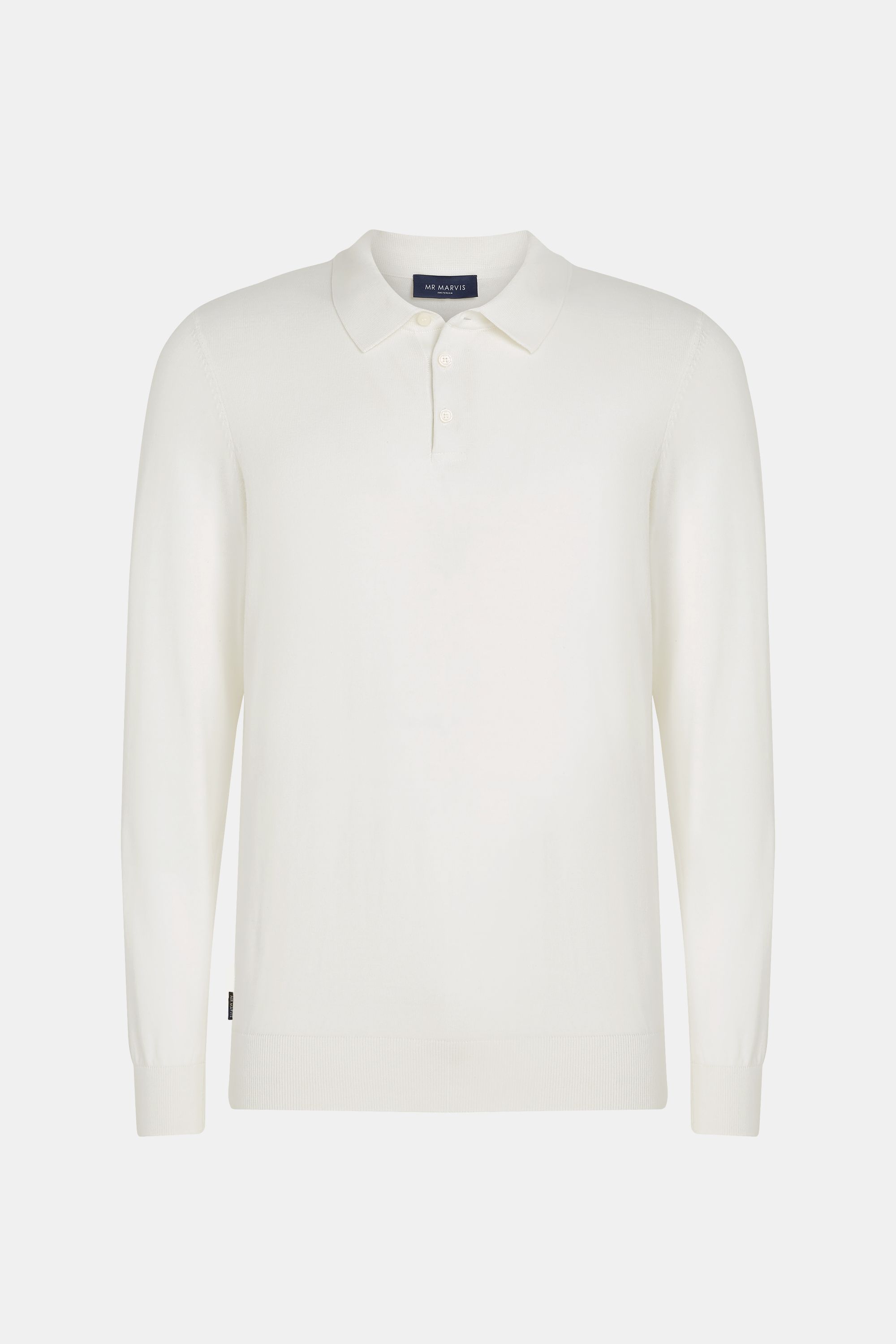 Mens long-sleeve polo in off white