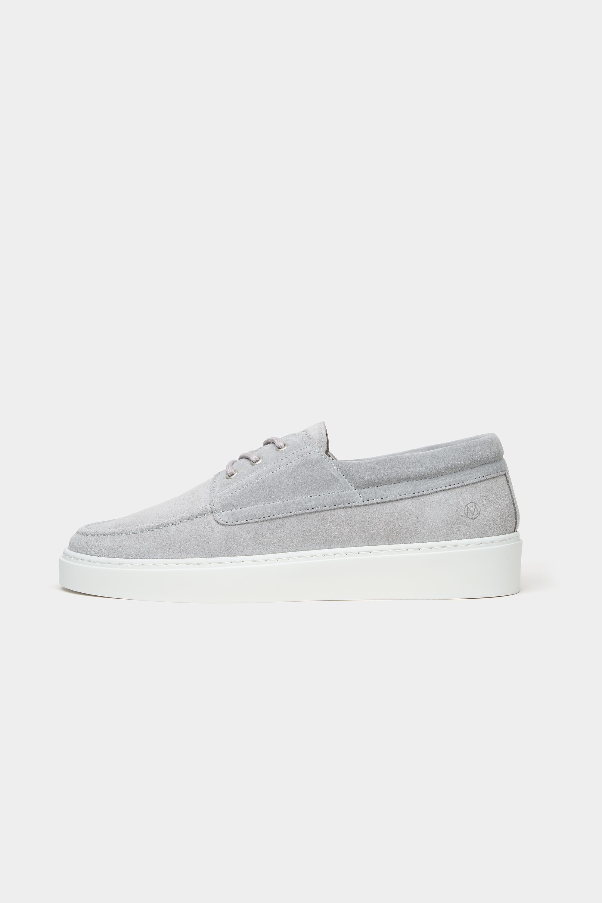 Mens suede sneakers with boat shoe details in grey