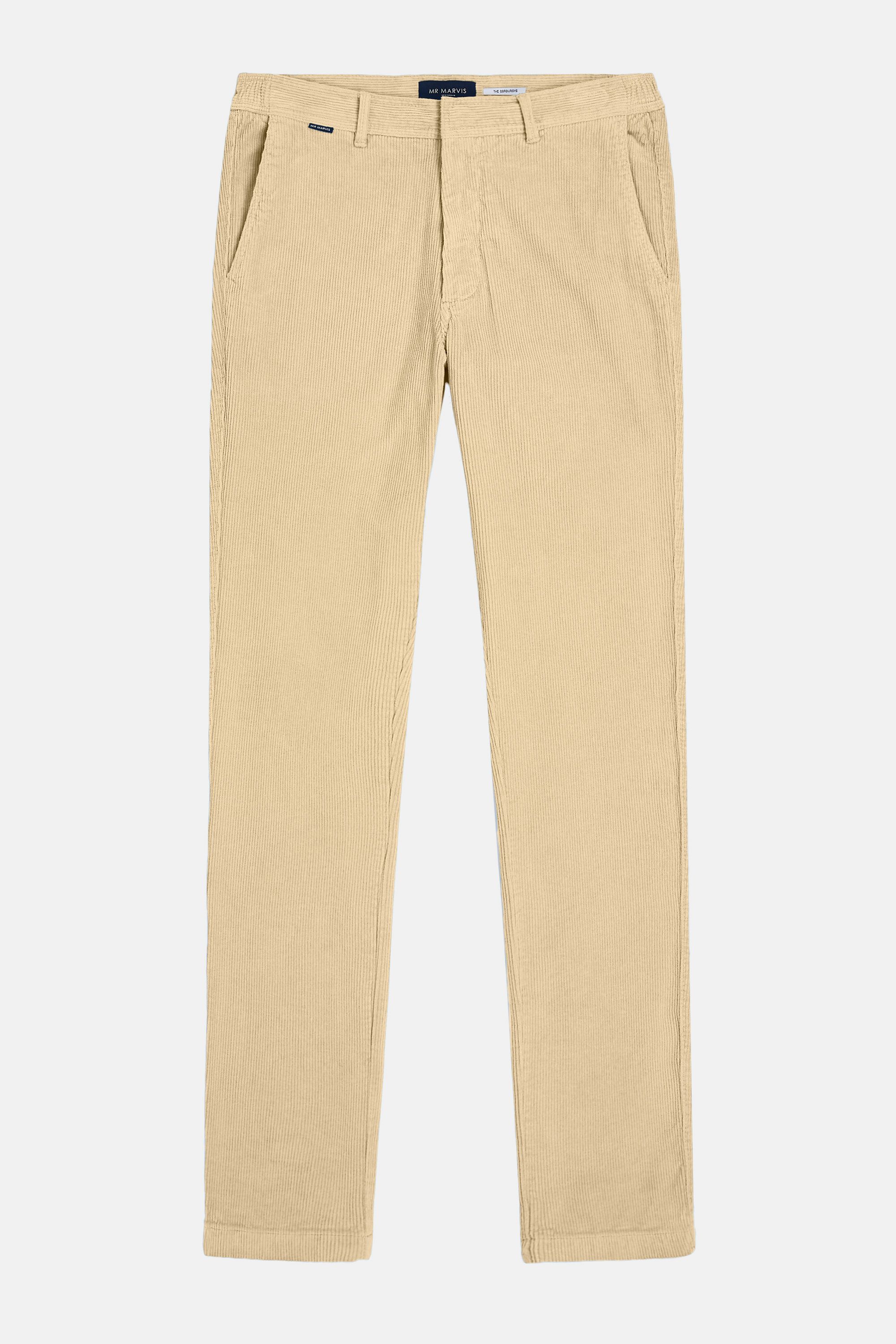 Mens corduroy trousers with regular fit in soft ochre yellow