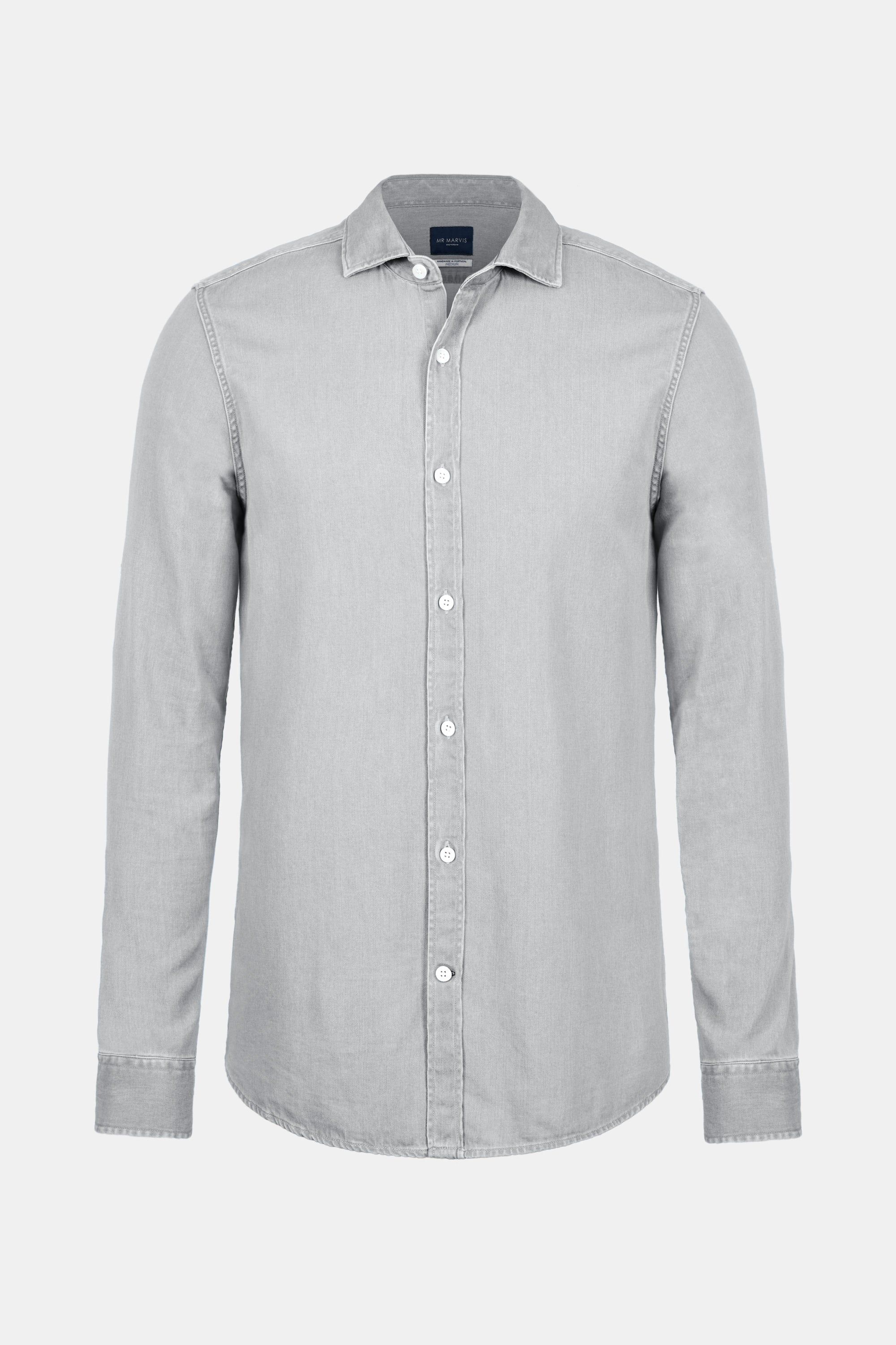 Chemise en jean en coton biologique pour homme à coupe régulière en gris clair