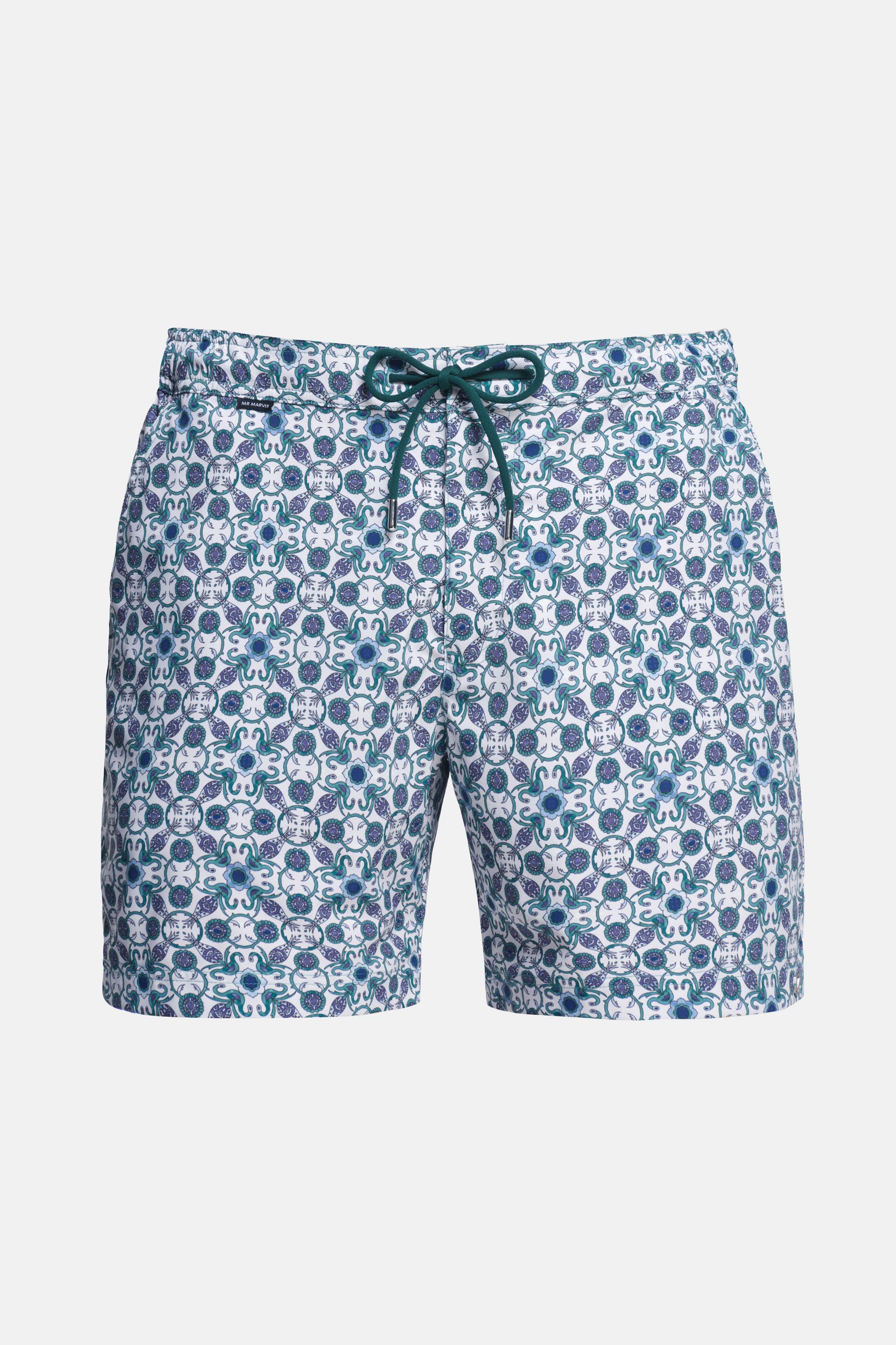 Herren schnell trocknende Badeshorts mit Kachel-Print