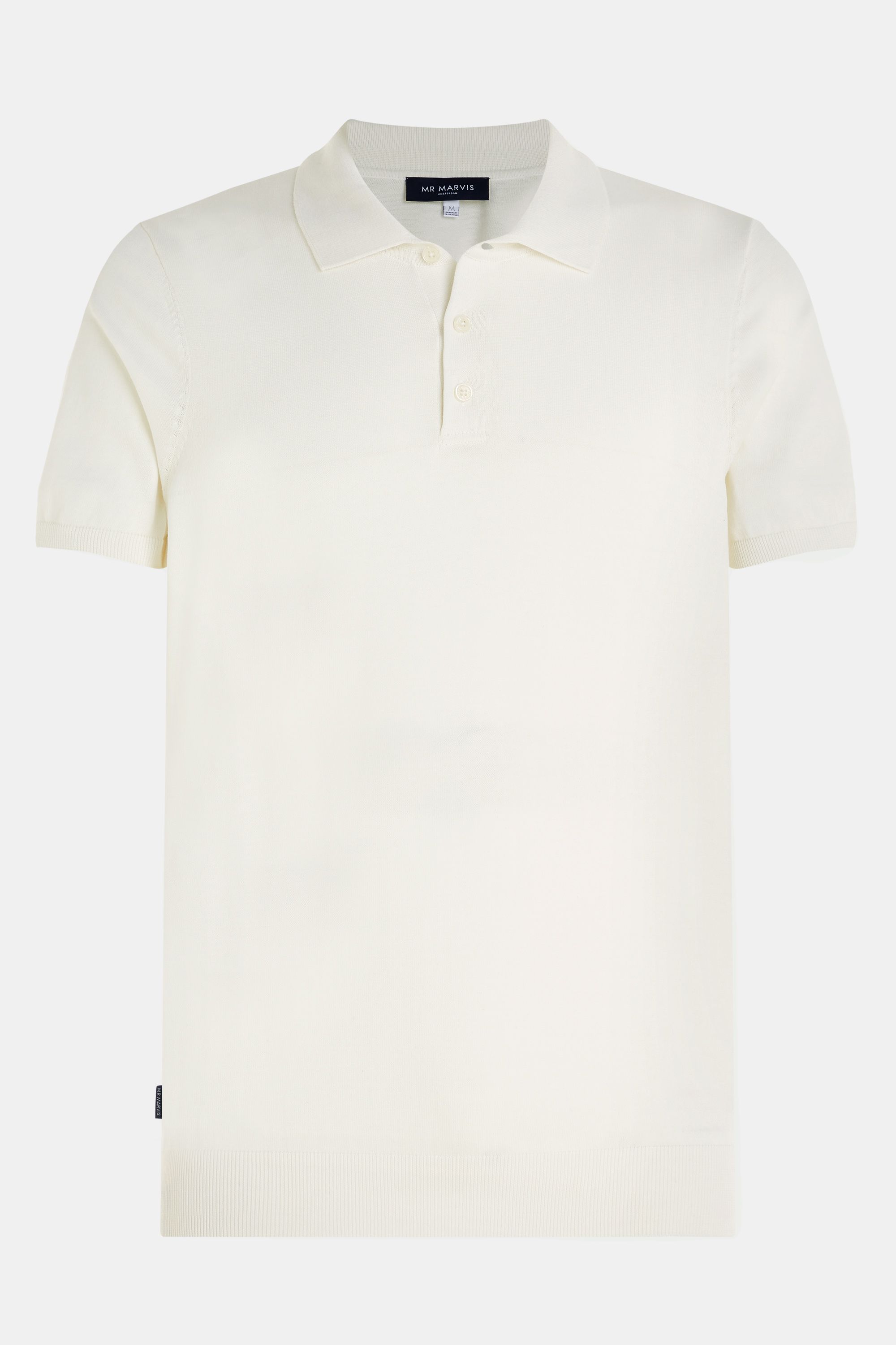 Heren fijngebreide polo in off-white