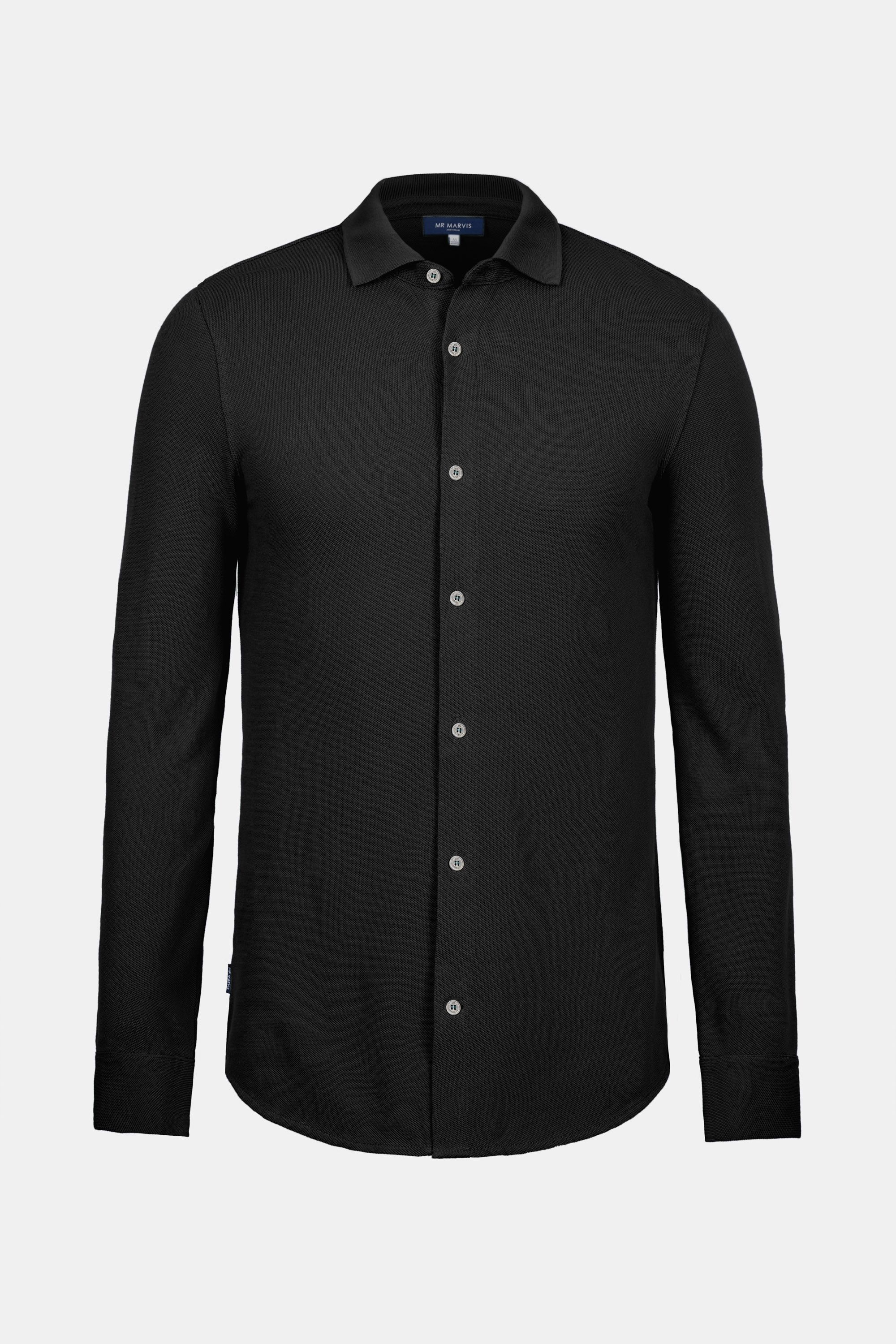 Mens piqué shirt with regular fit in black