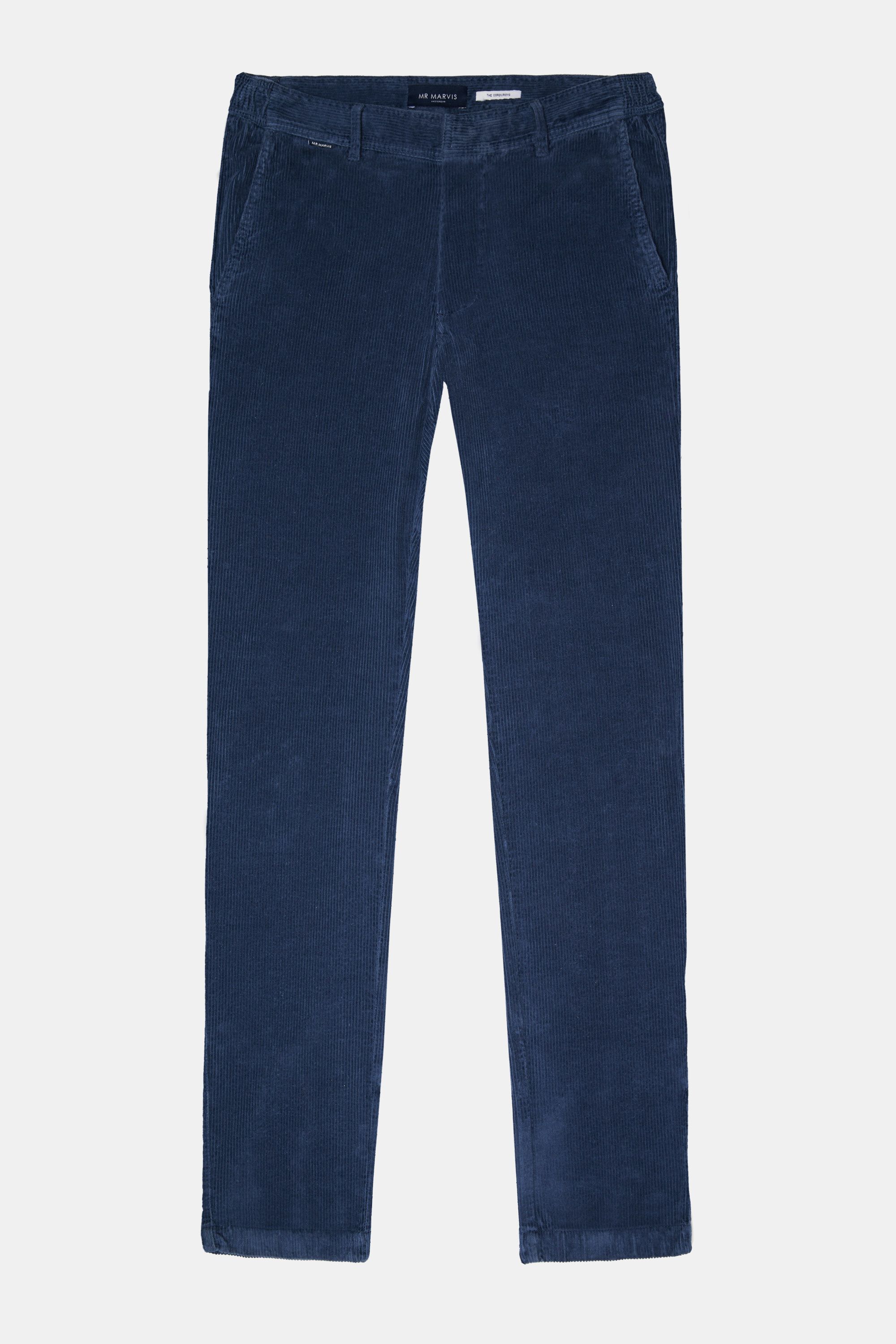 Mens corduroy trousers with regular fit in dark blue