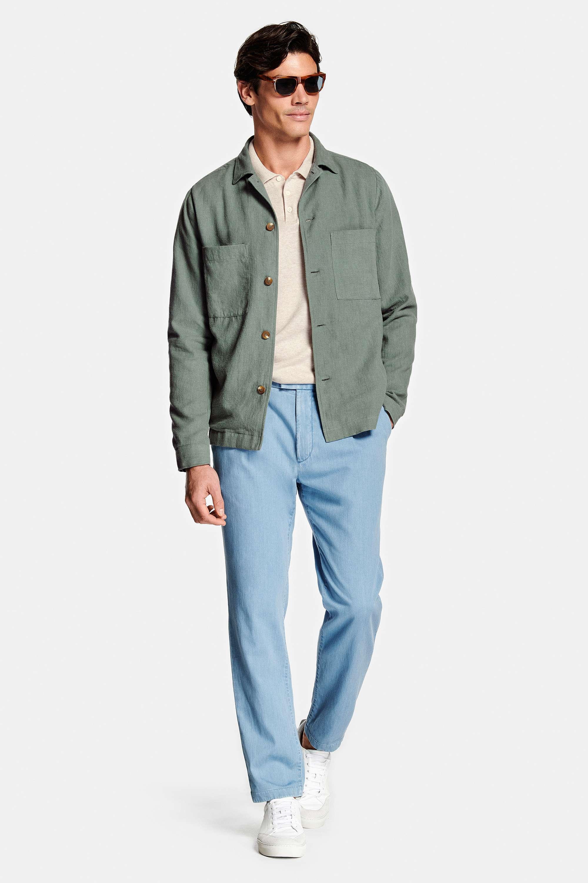 Gazettes * The Polo Pullover, Defenders * The Linen Shacket, Otis * The Classic Chinos
