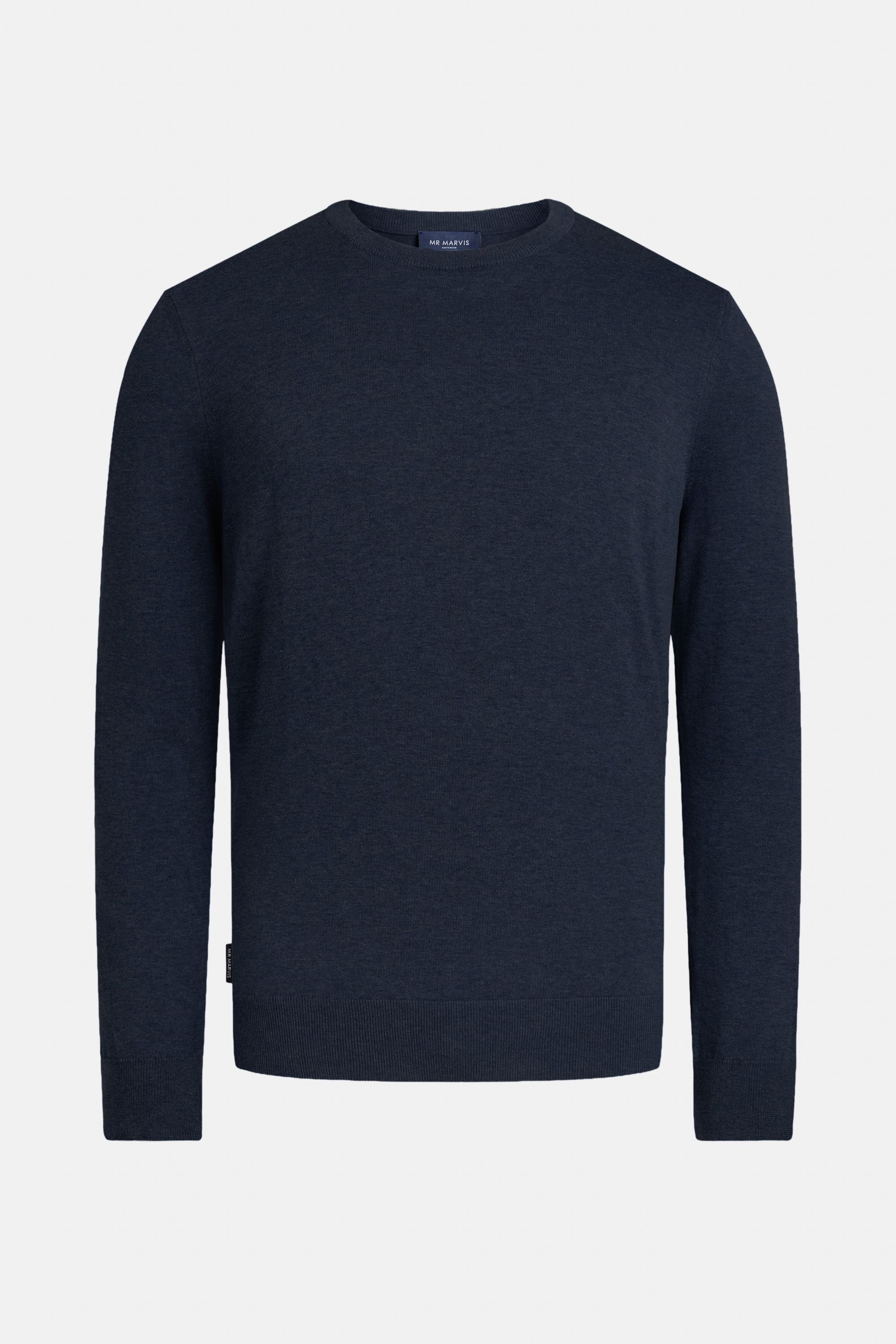 Mens cotton crewneck sweater in dark blue