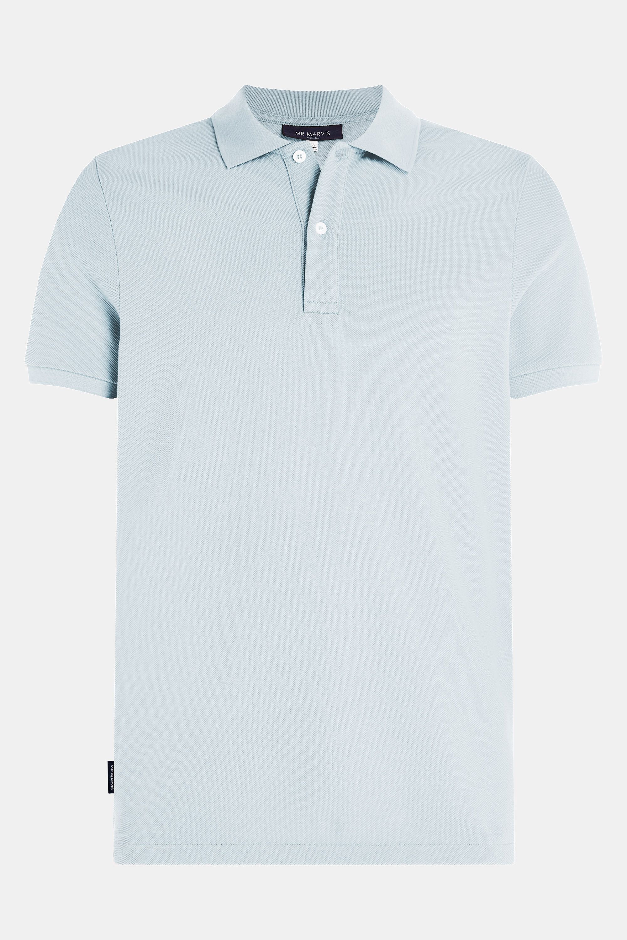 Mens pique polo with organic cotton in light blue