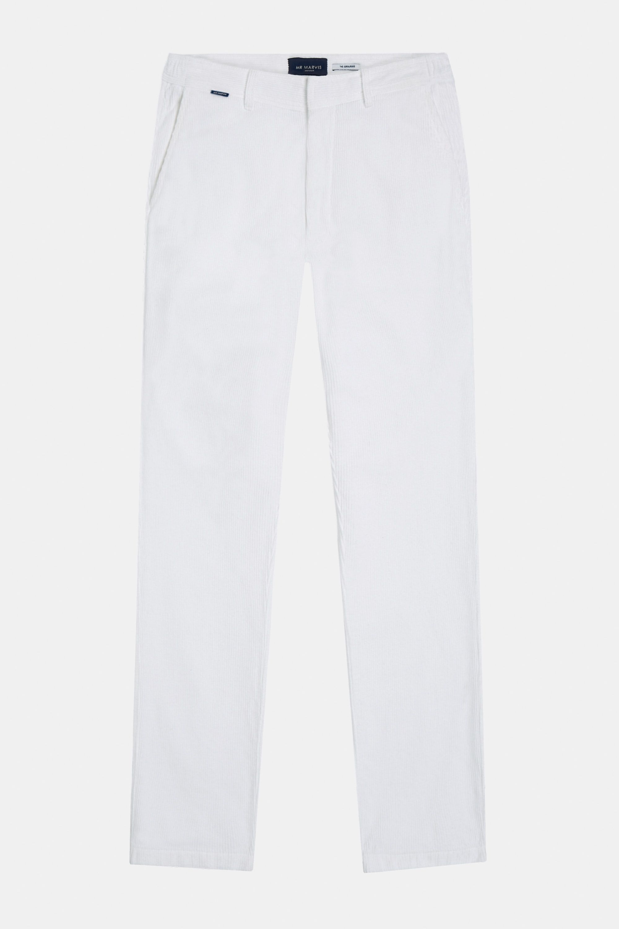 Mens corduroy trousers with regular fit in white