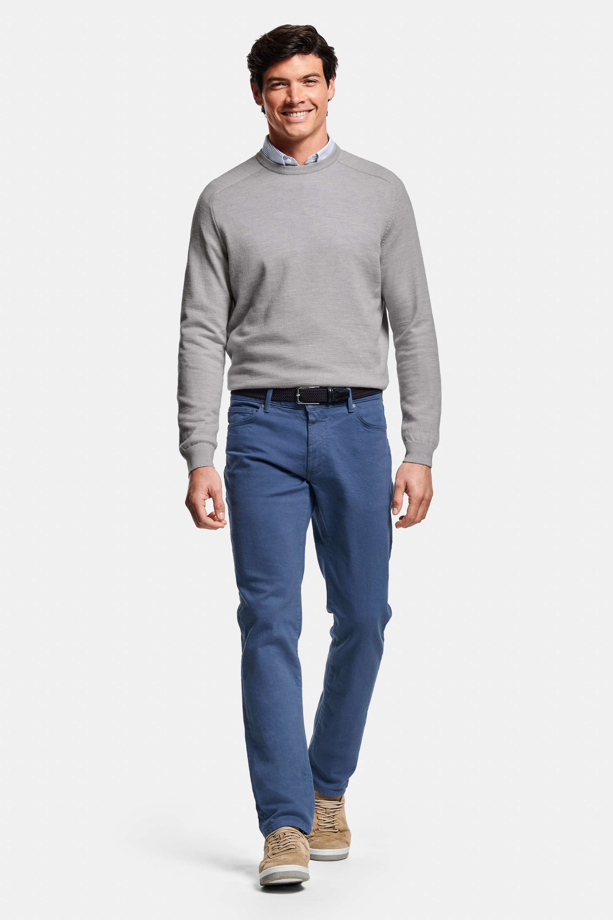 Catamarans * The Oxford Shirt, Oysters * The Merino Pullover, Kingfishers * The Five-pockets, Baristas * The Suede Sneakers