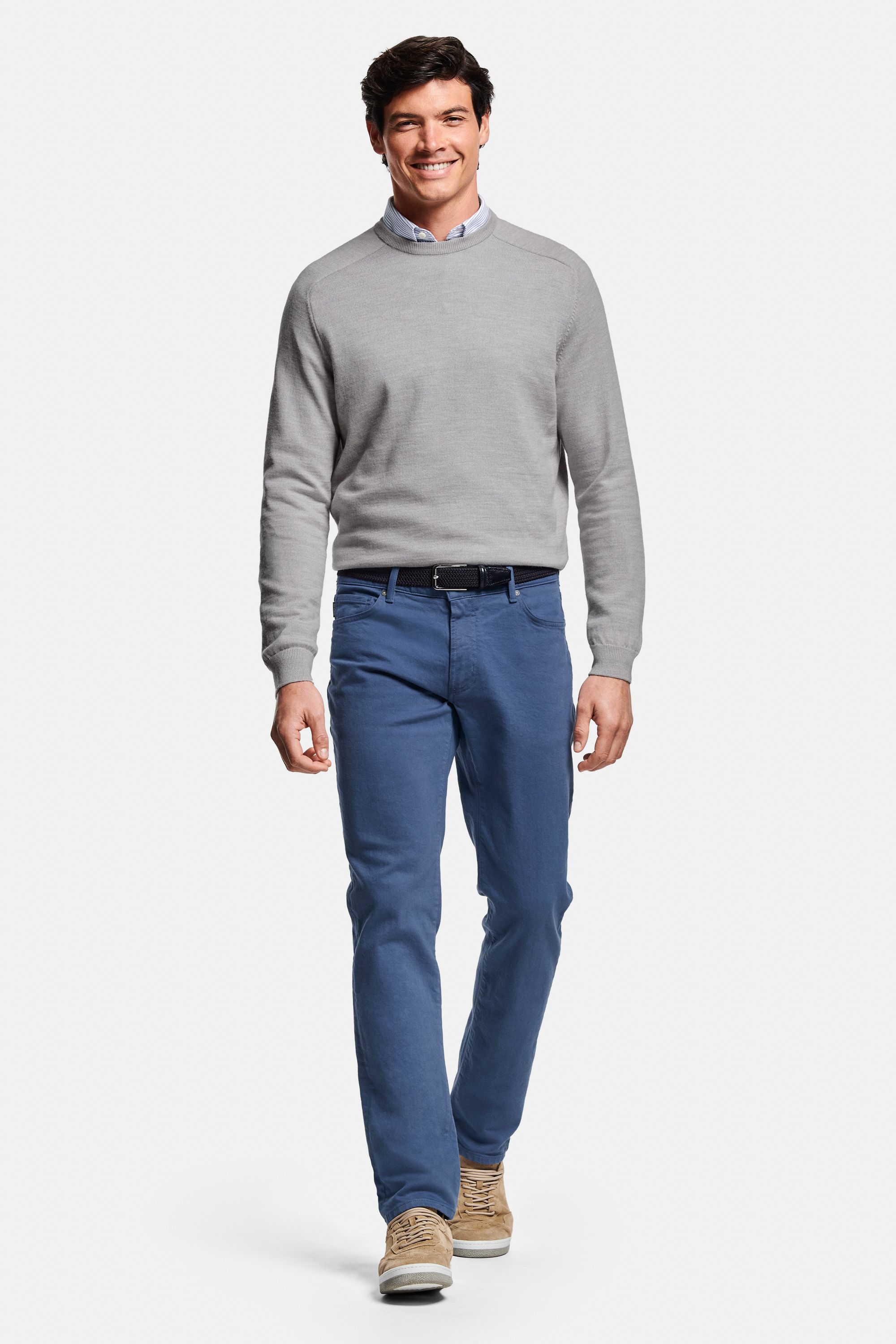Catamarans * The Oxford Shirt, Oysters * The Merino Pullover, Kingfishers * The Five-pockets, Baristas * The Suede Sneakers