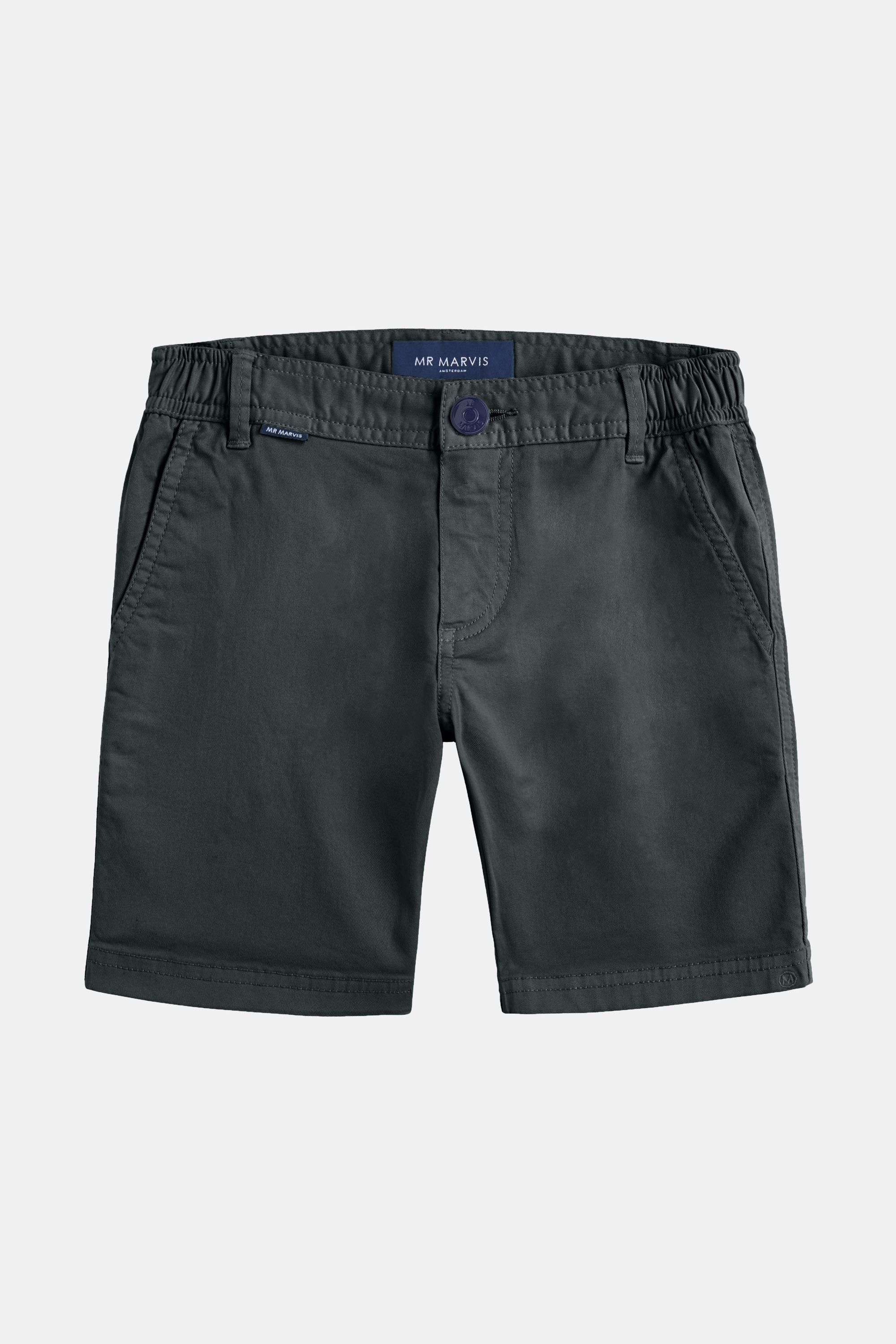 Boys stretch cotton chino shorts in dark grey