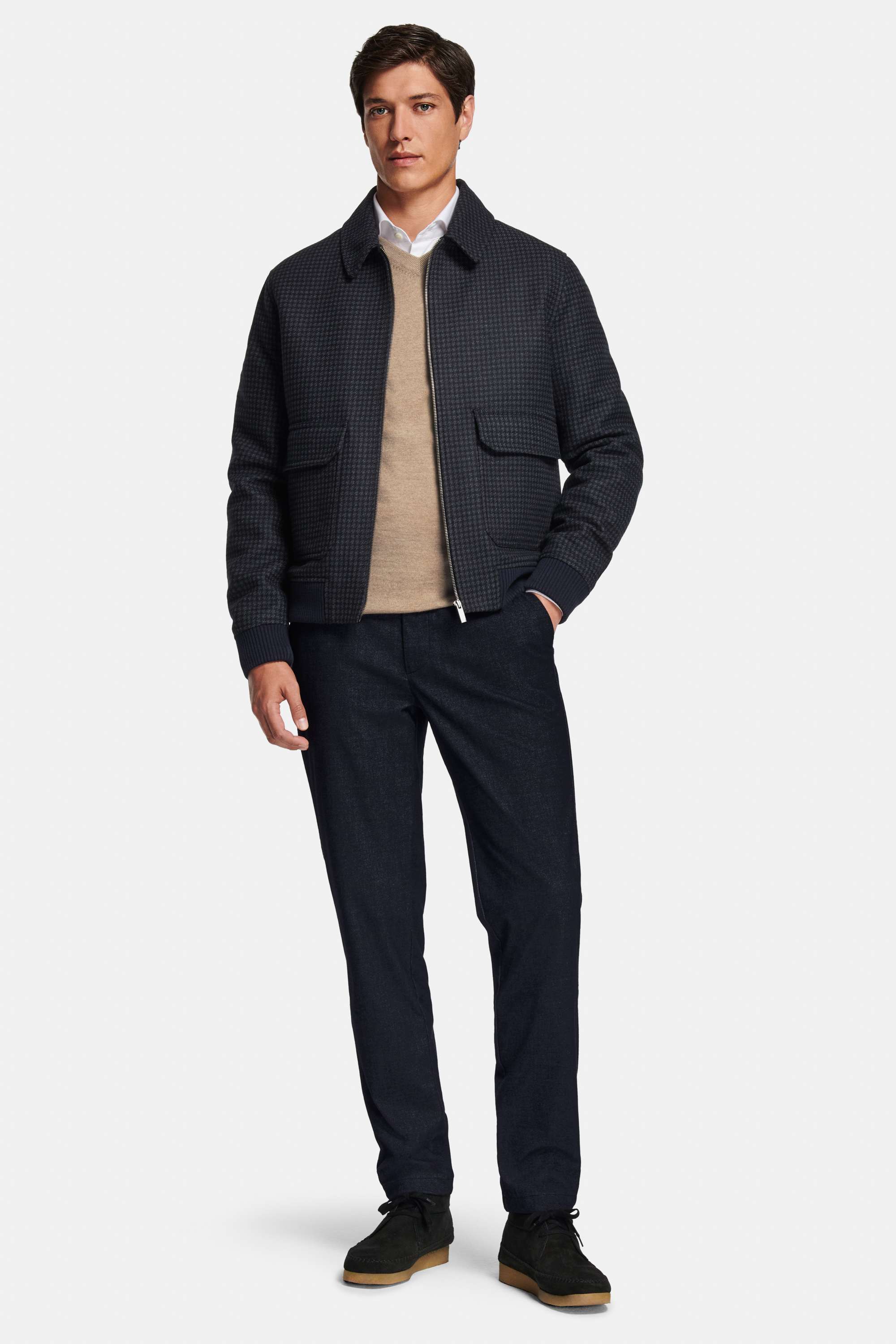 Mayfairs * The Smart Shirt, Baristas * The Merino V-neck, Earharts * The First-class Jacket, Deeps * The Smart Easies