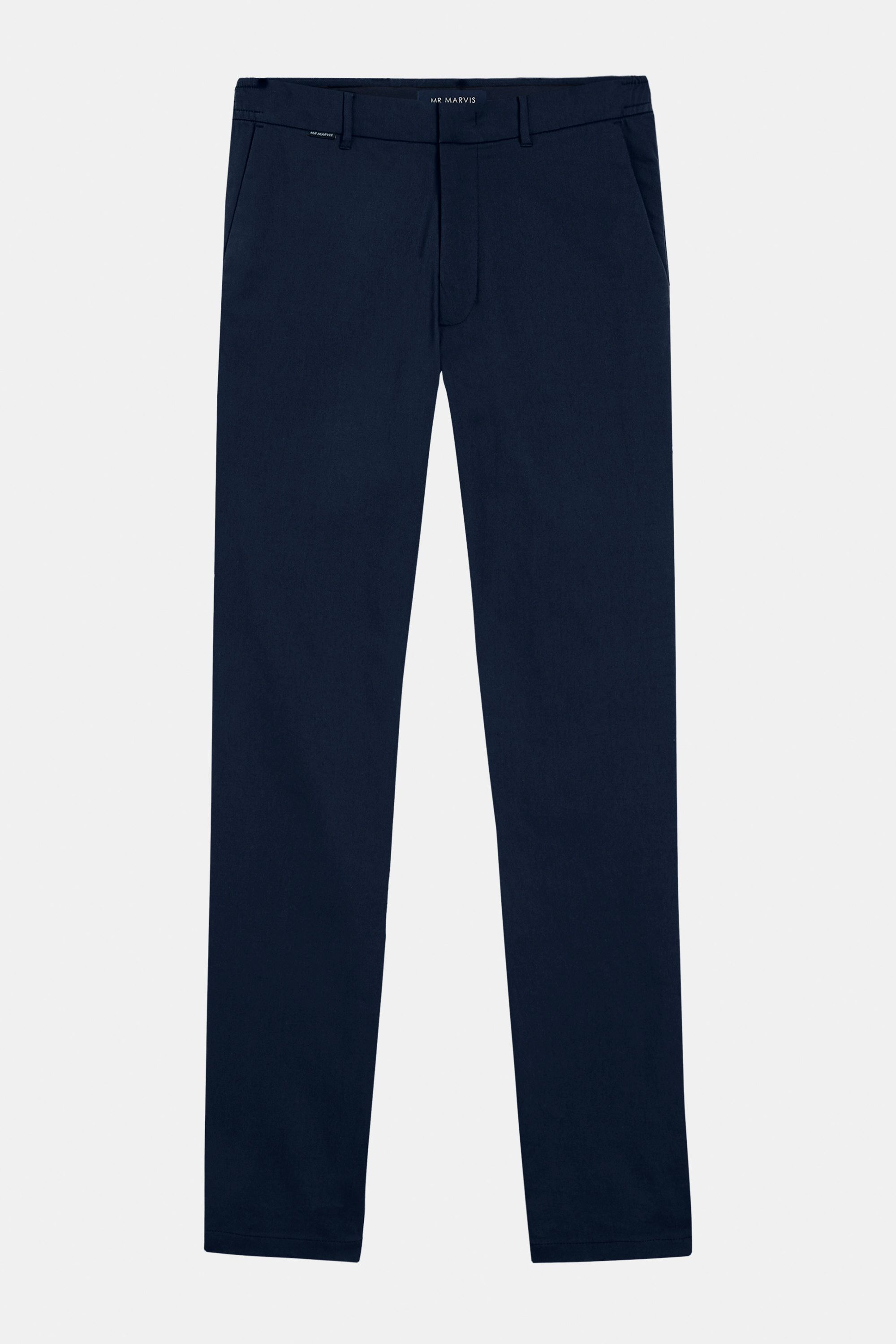 Mens stretchy and water resistant chinos with tapered fit in black blue