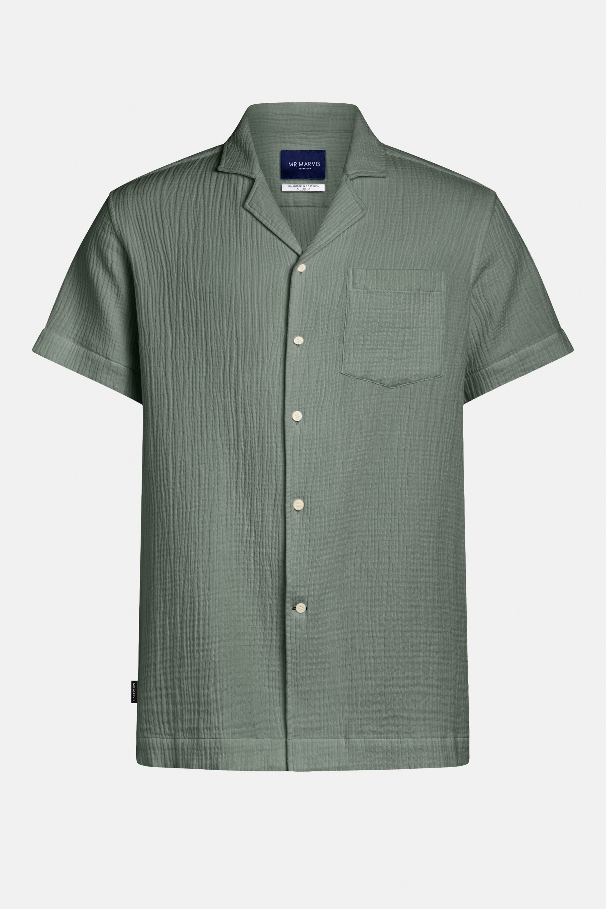 Camicia a maniche corte da uomo con vestibilità rilassata in verde grigiastro
