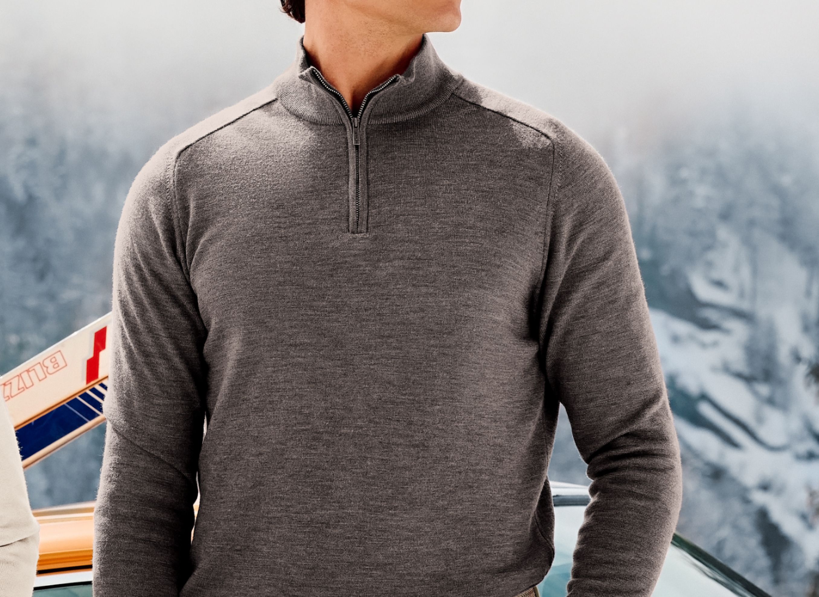 Men's half zip wool pullover | MR MARVIS