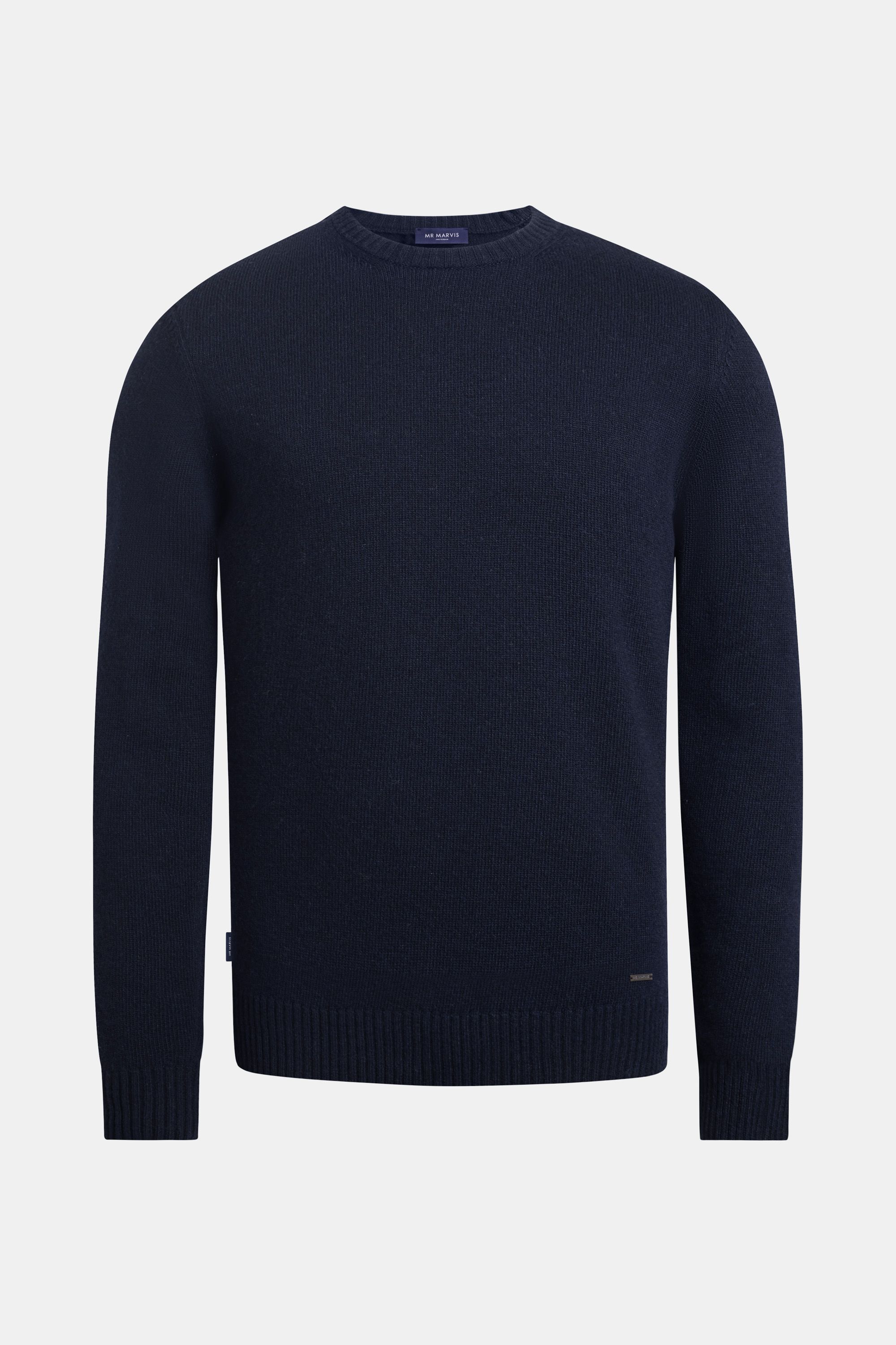 Mens wool crewneck pullover in black blue