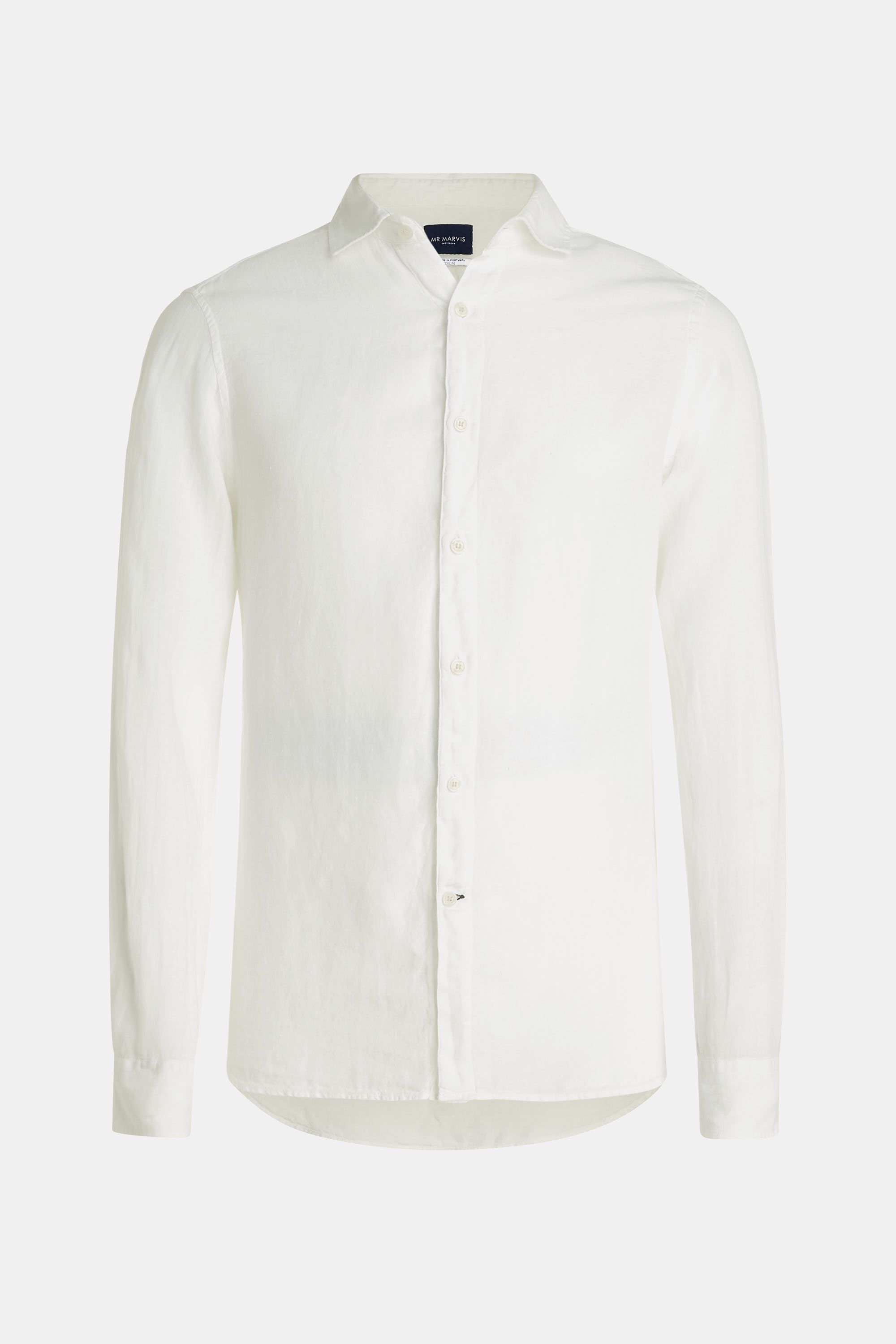Heren linnen overhemd met relaxed fit in off-white