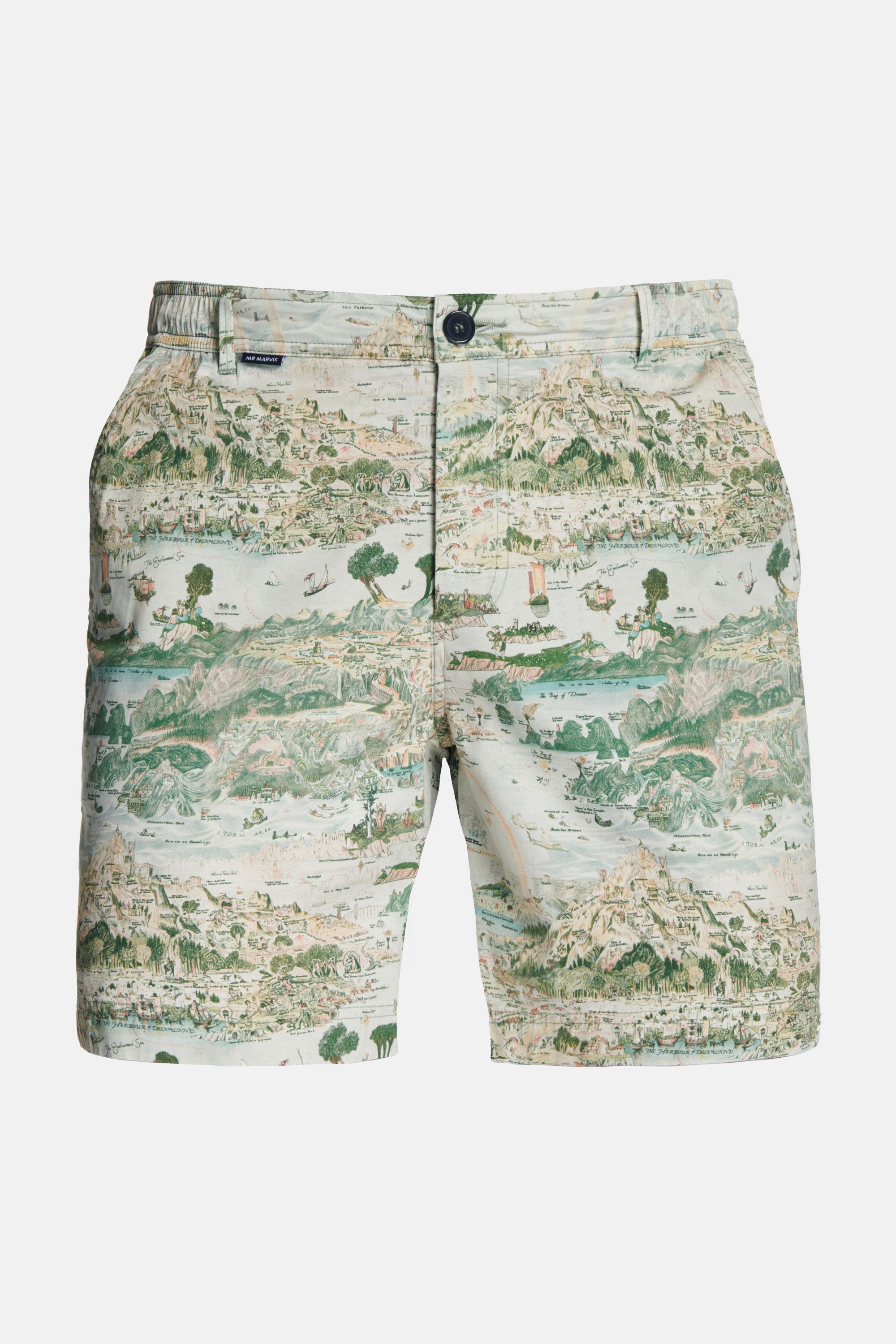 Pantalones cortos elásticos para hombre con estampado de mapa