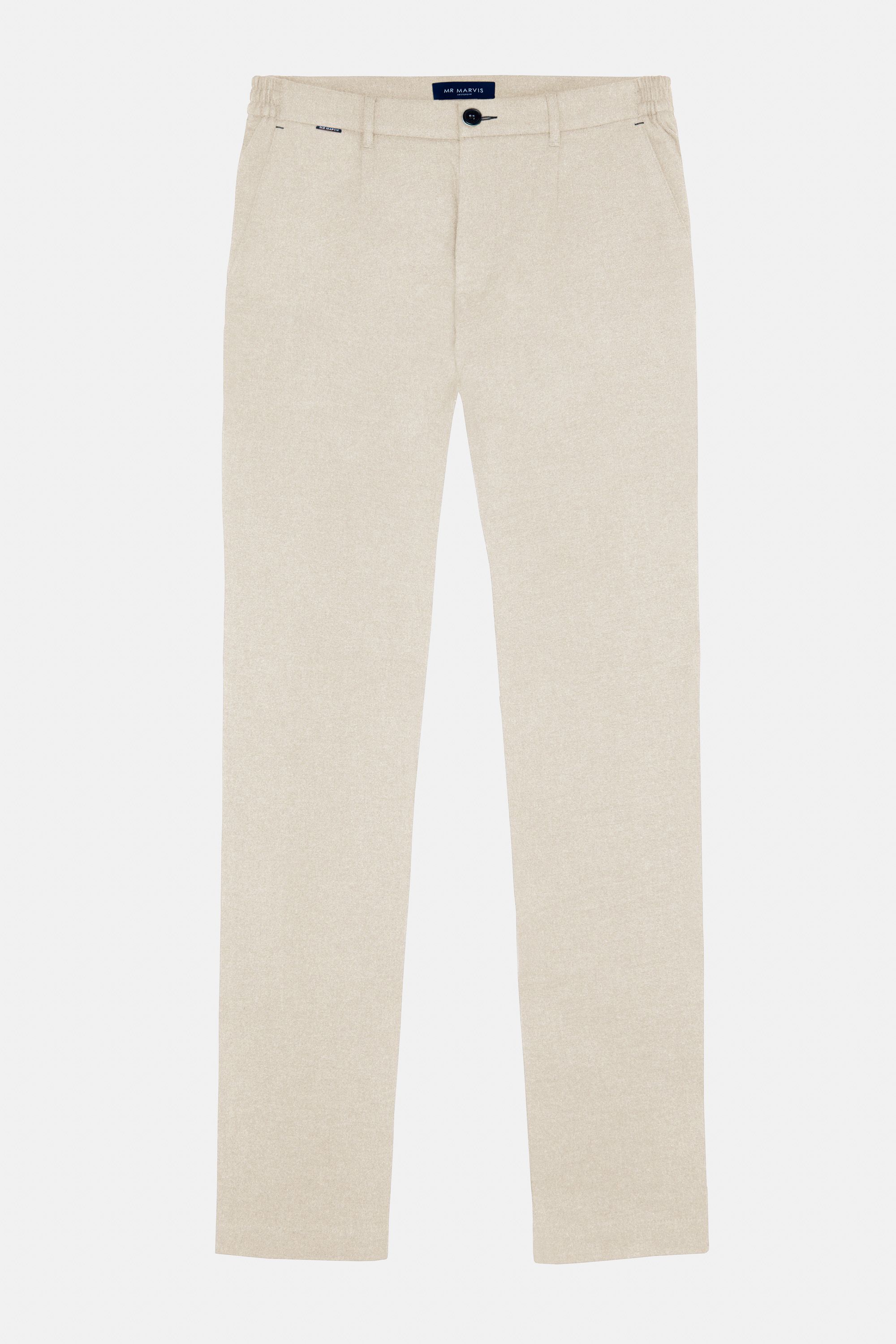 Heren geklede flanellen broek met tapered fit in beige