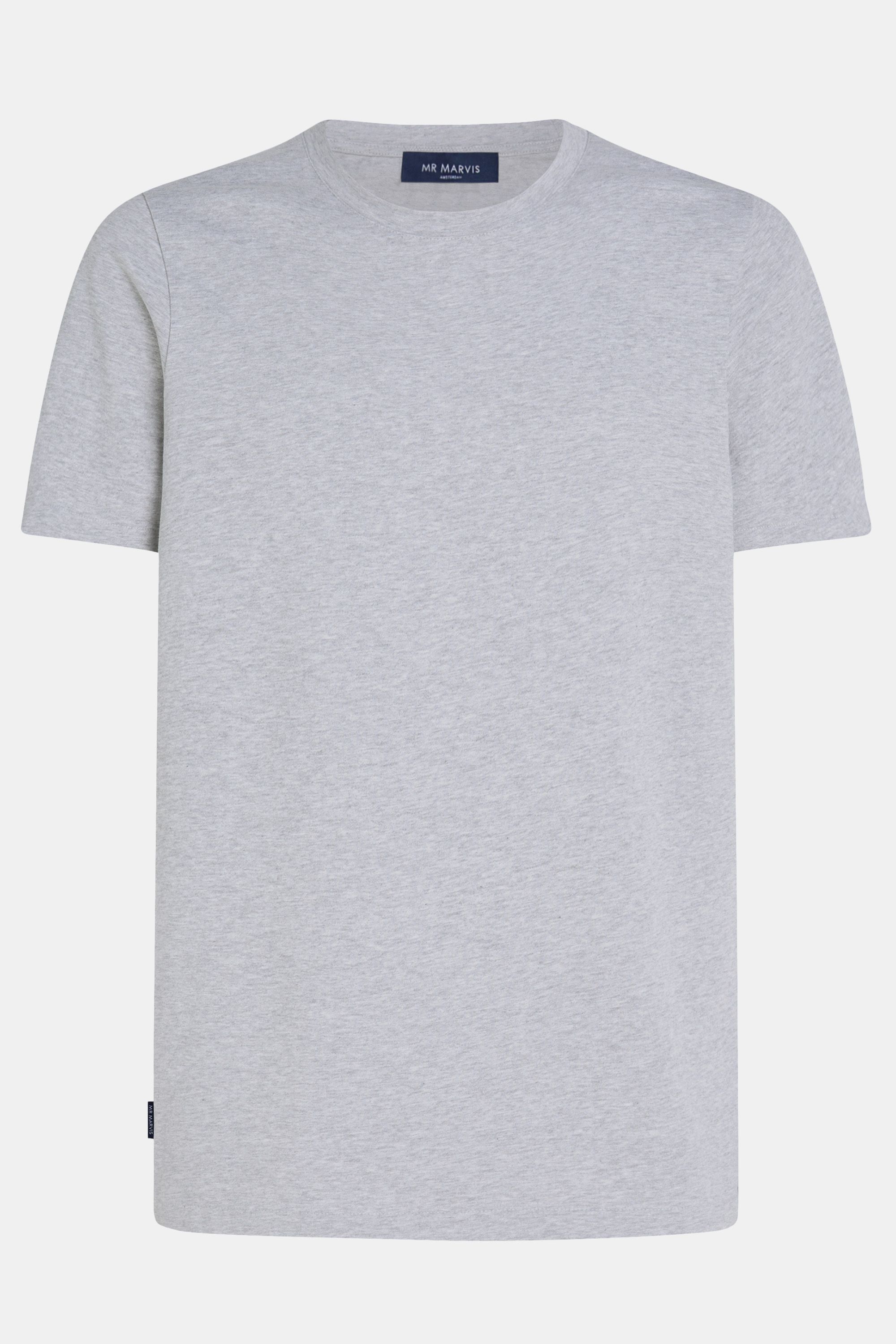 Camiseta de algodón grueso para hombre con cuello redondo en gris