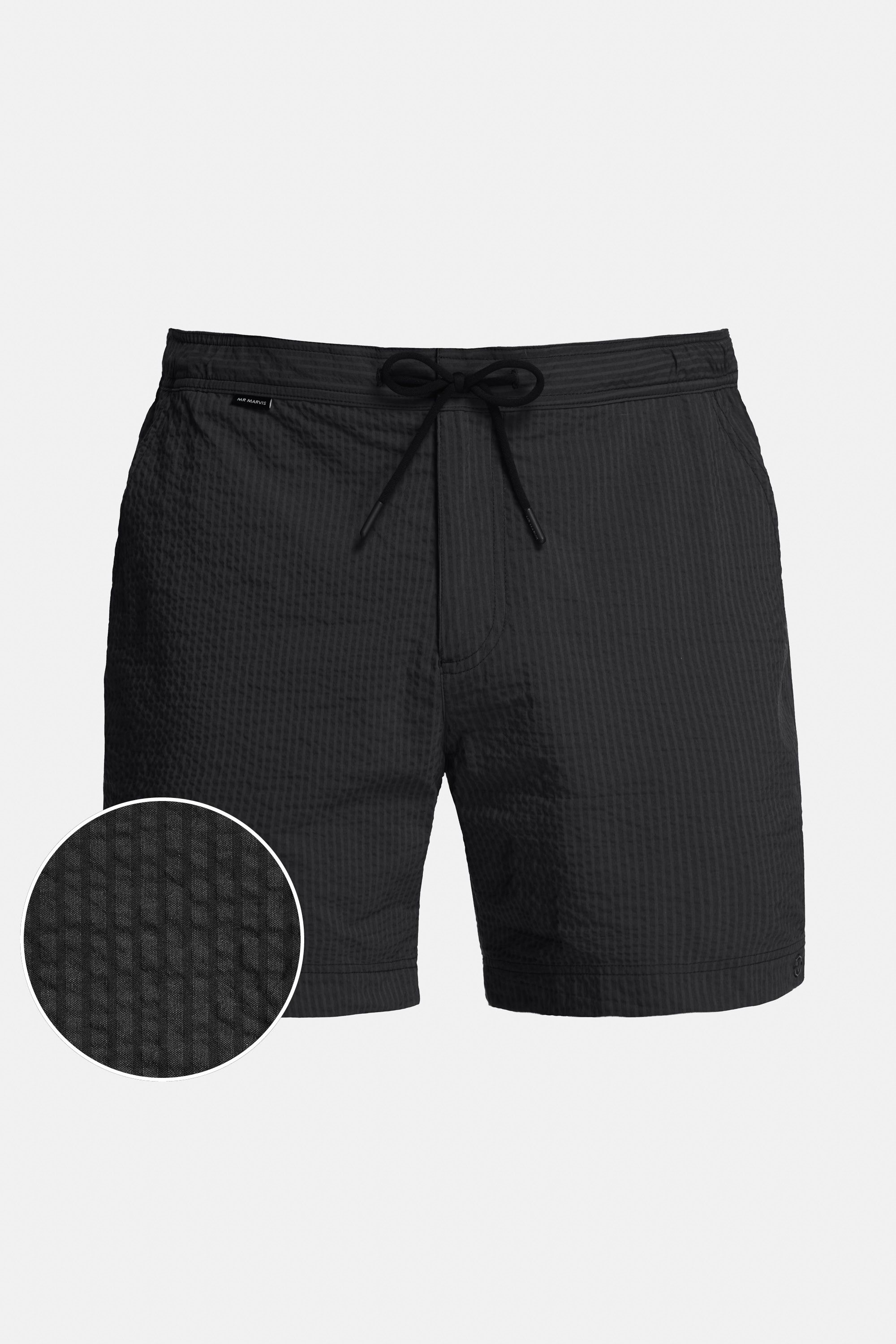 Mens seersucker swim shorts in black