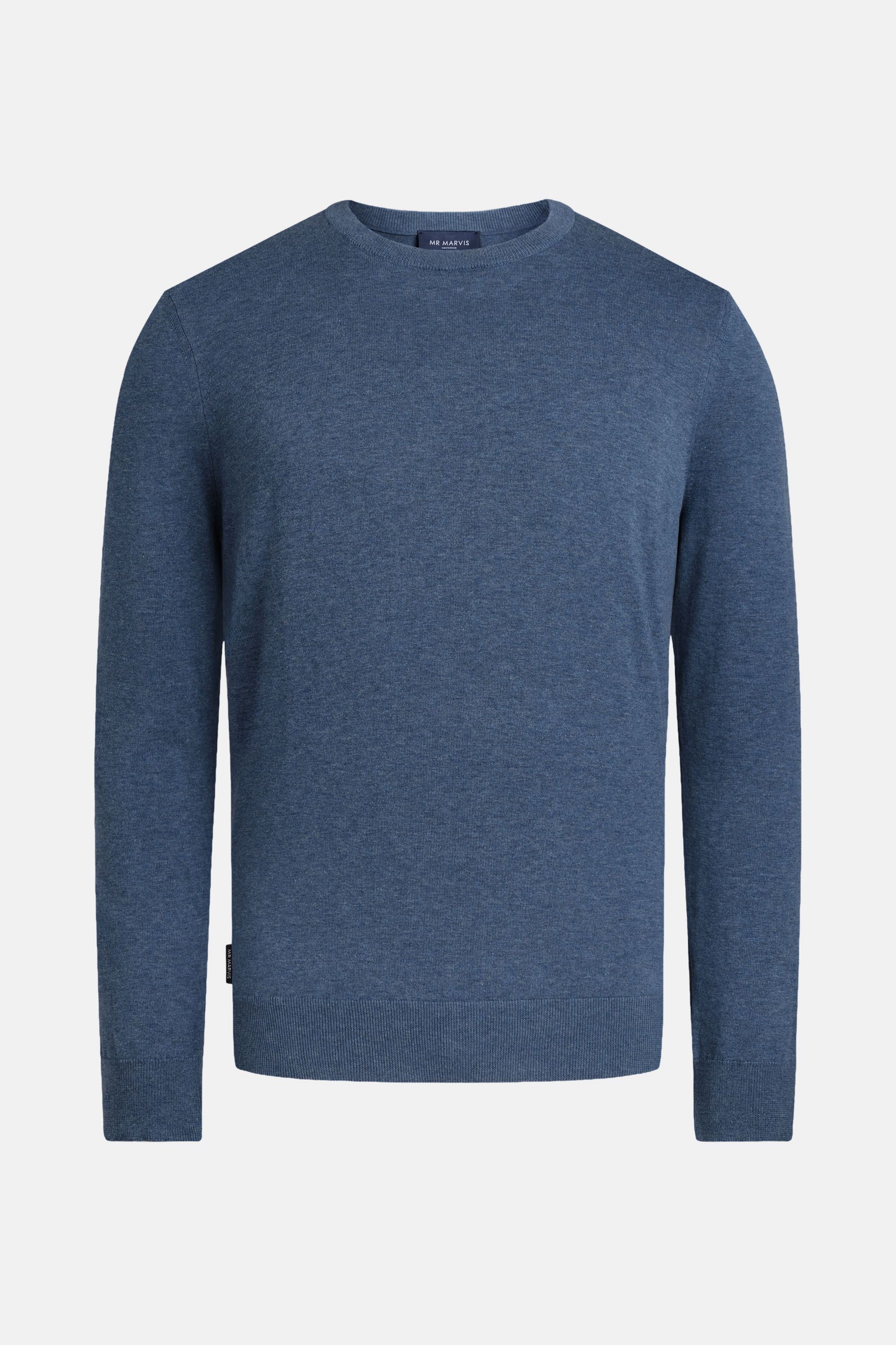 Mens cotton crewneck sweater in blue