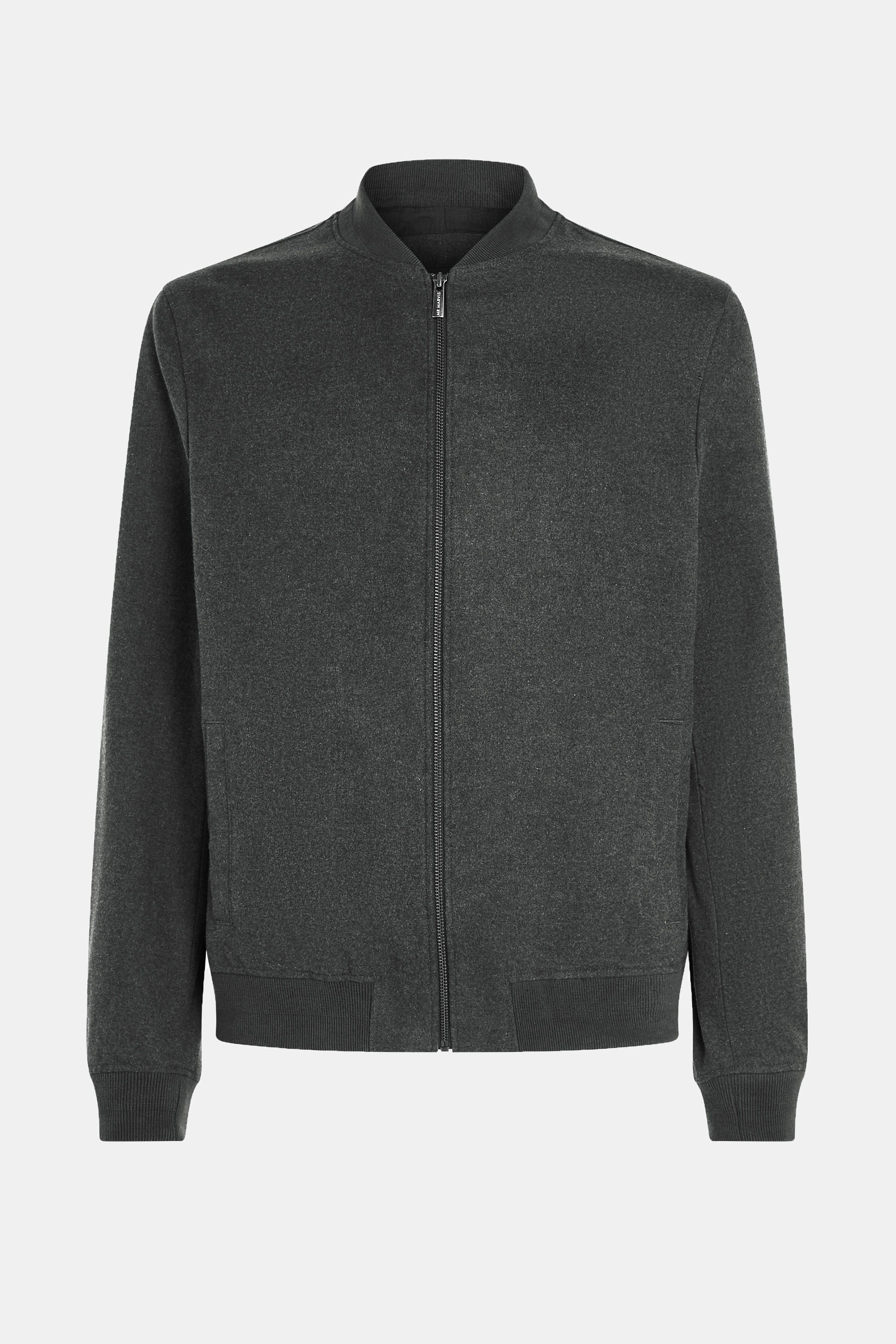 Mens flannel bomber jacket in dark grey