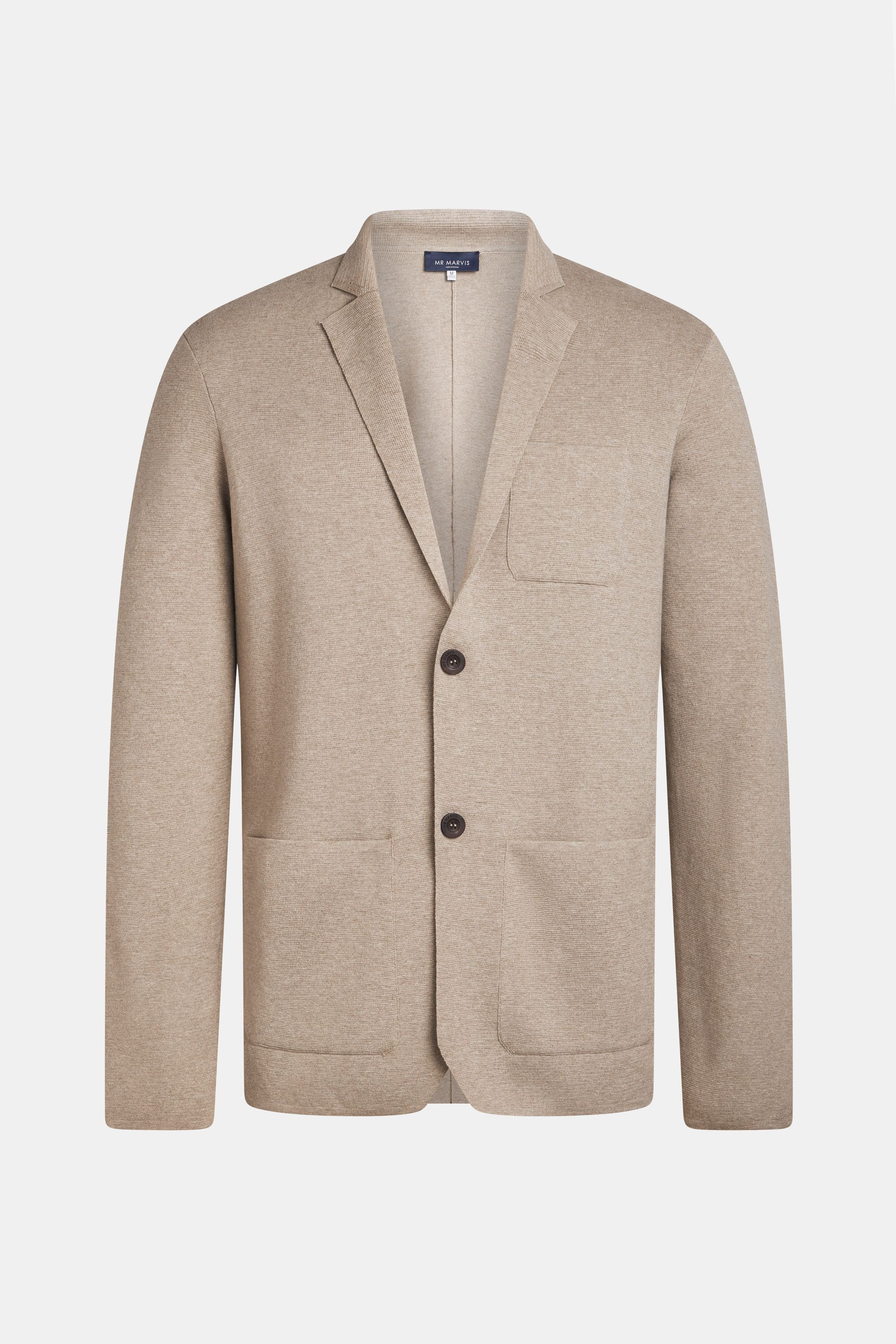 Mens knitted blazer in dark sand