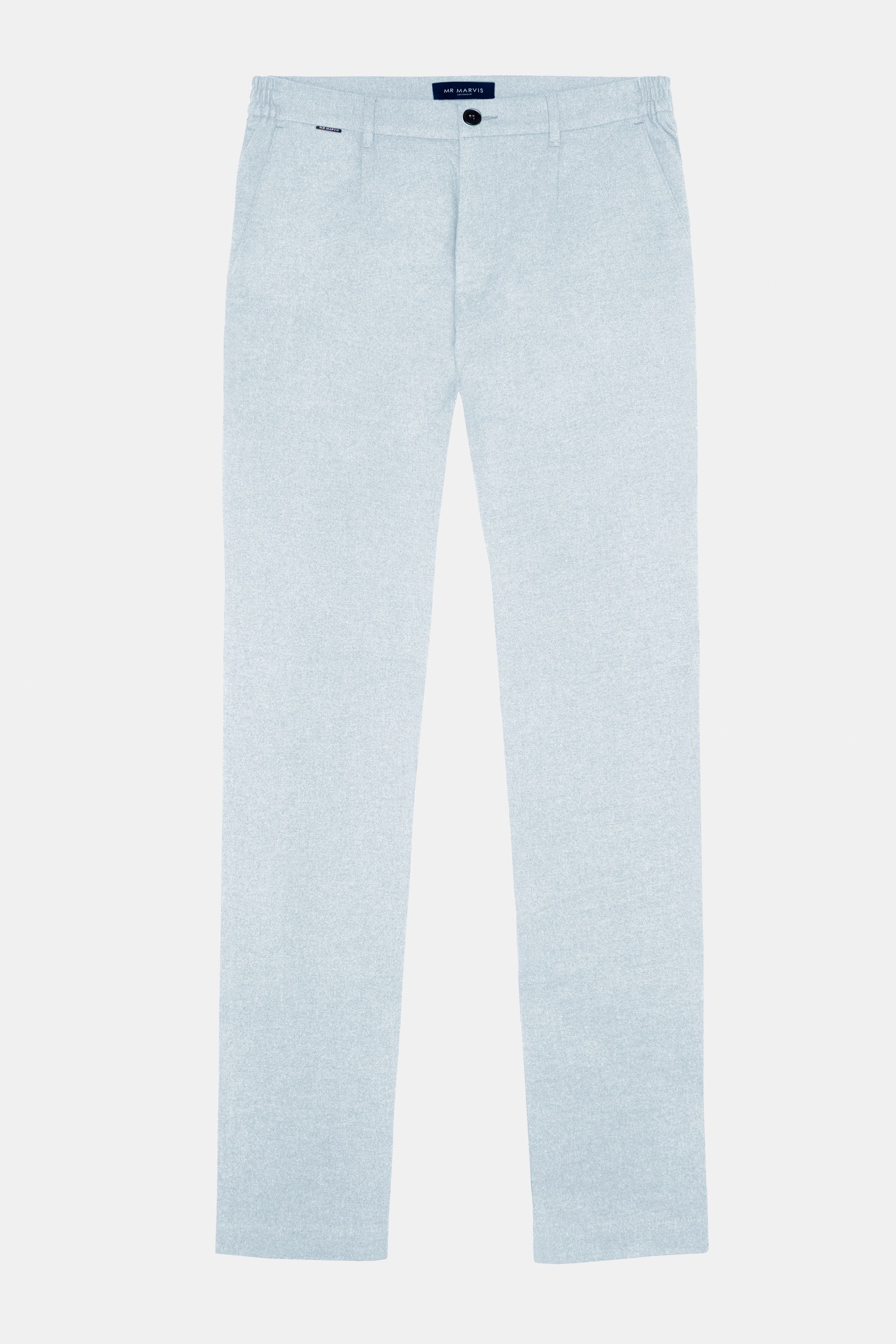 Heren geklede flanellen broek met tapered fit in lichtblauw