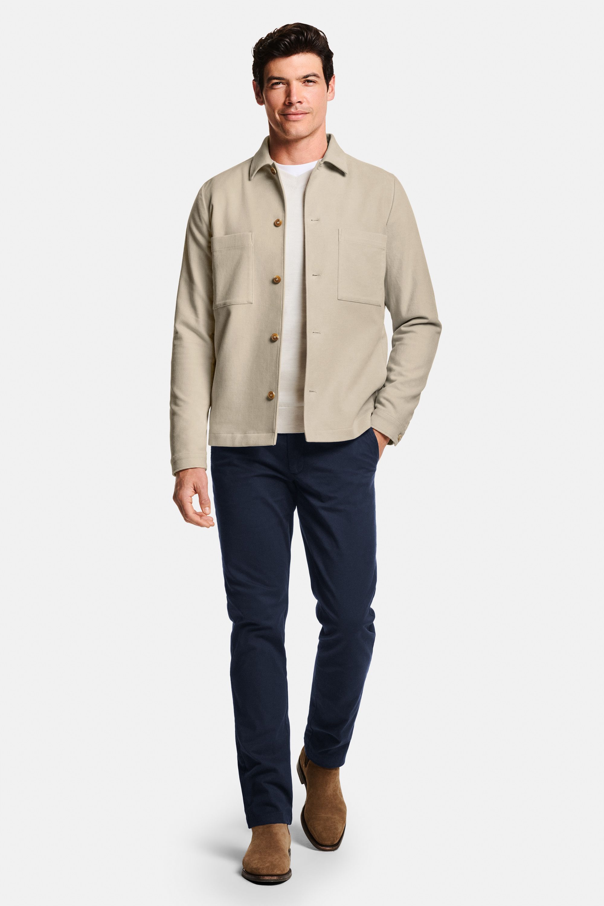 Wimbledons * The Heavy Tee Longsleeve, Coconuts * The Merino V-neck, Baristas Moleskin * The Shacket, Deeps * The Coolerdays