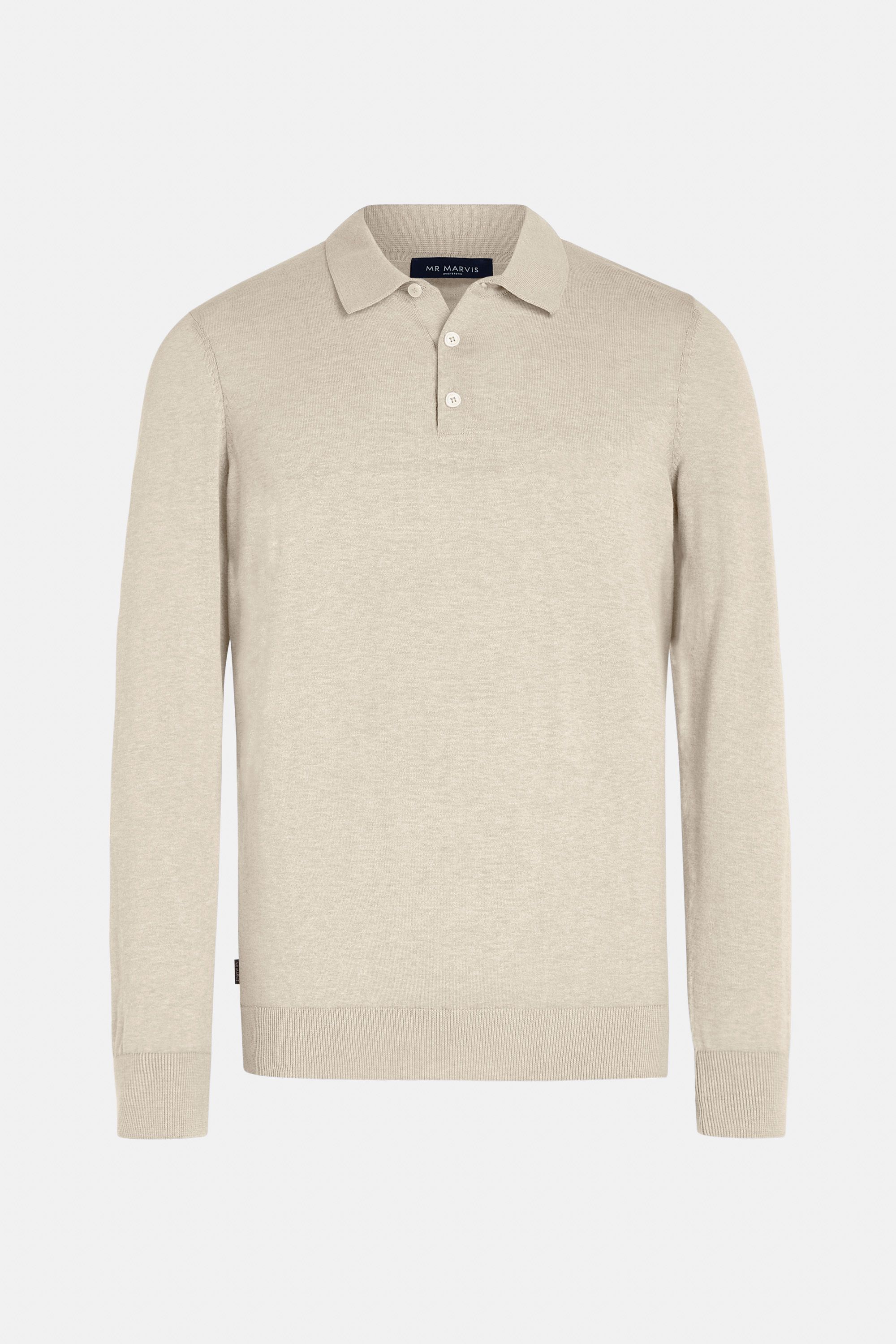 Heren poloshirt met lange mouwen in beige