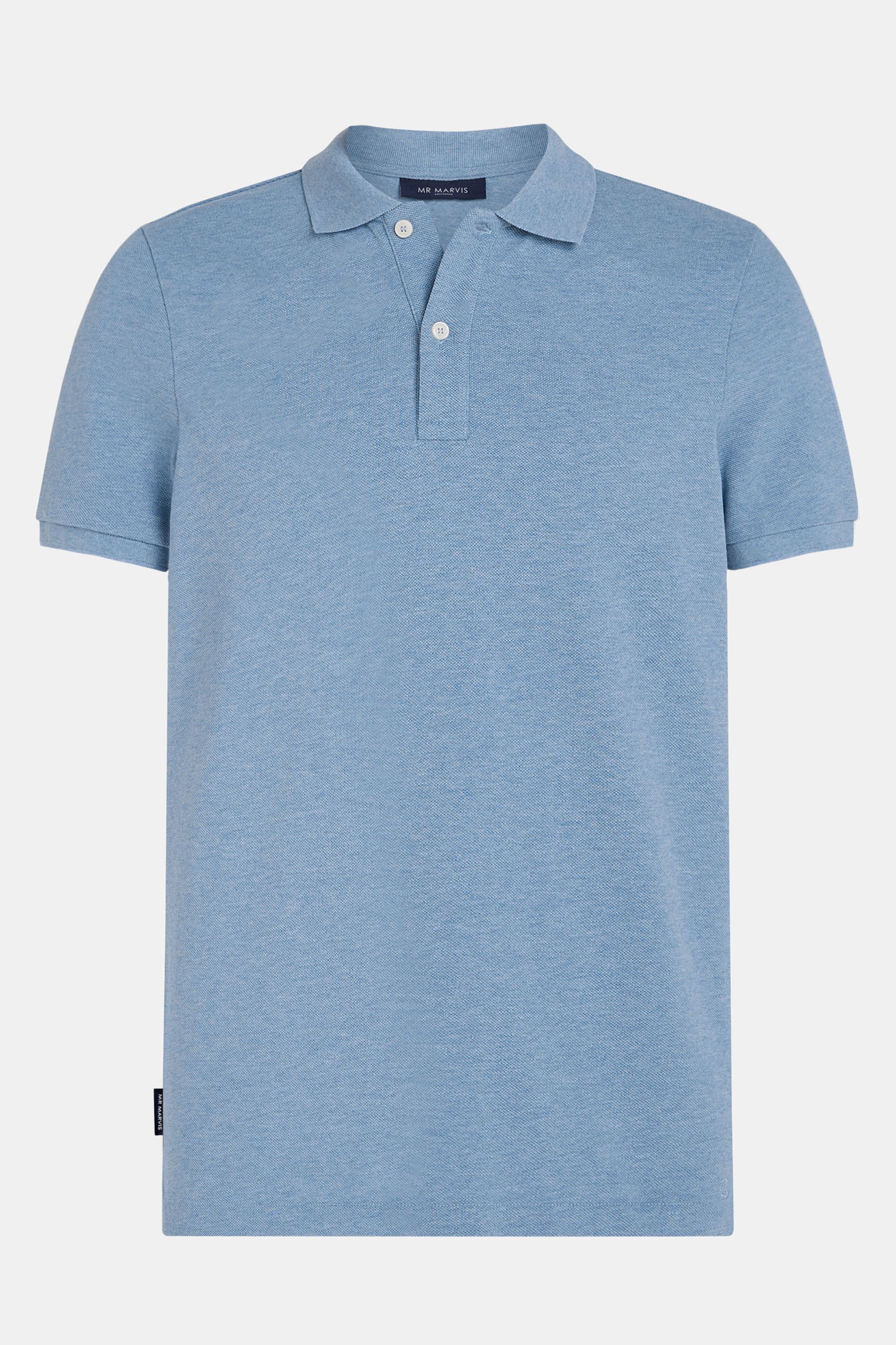Mens pique polo with organic cotton in light grey blue