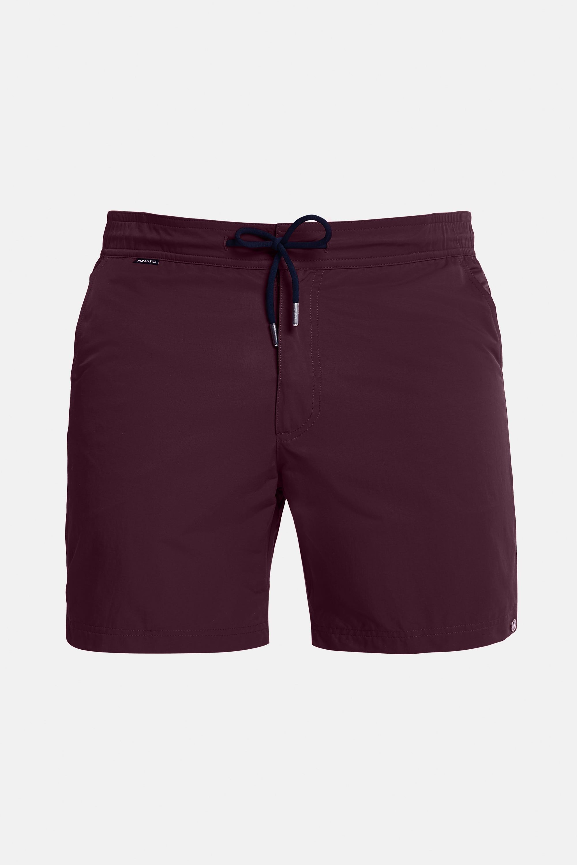 Herre-badeshorts i hurtigtørrende materiale i mørk bourgogne
