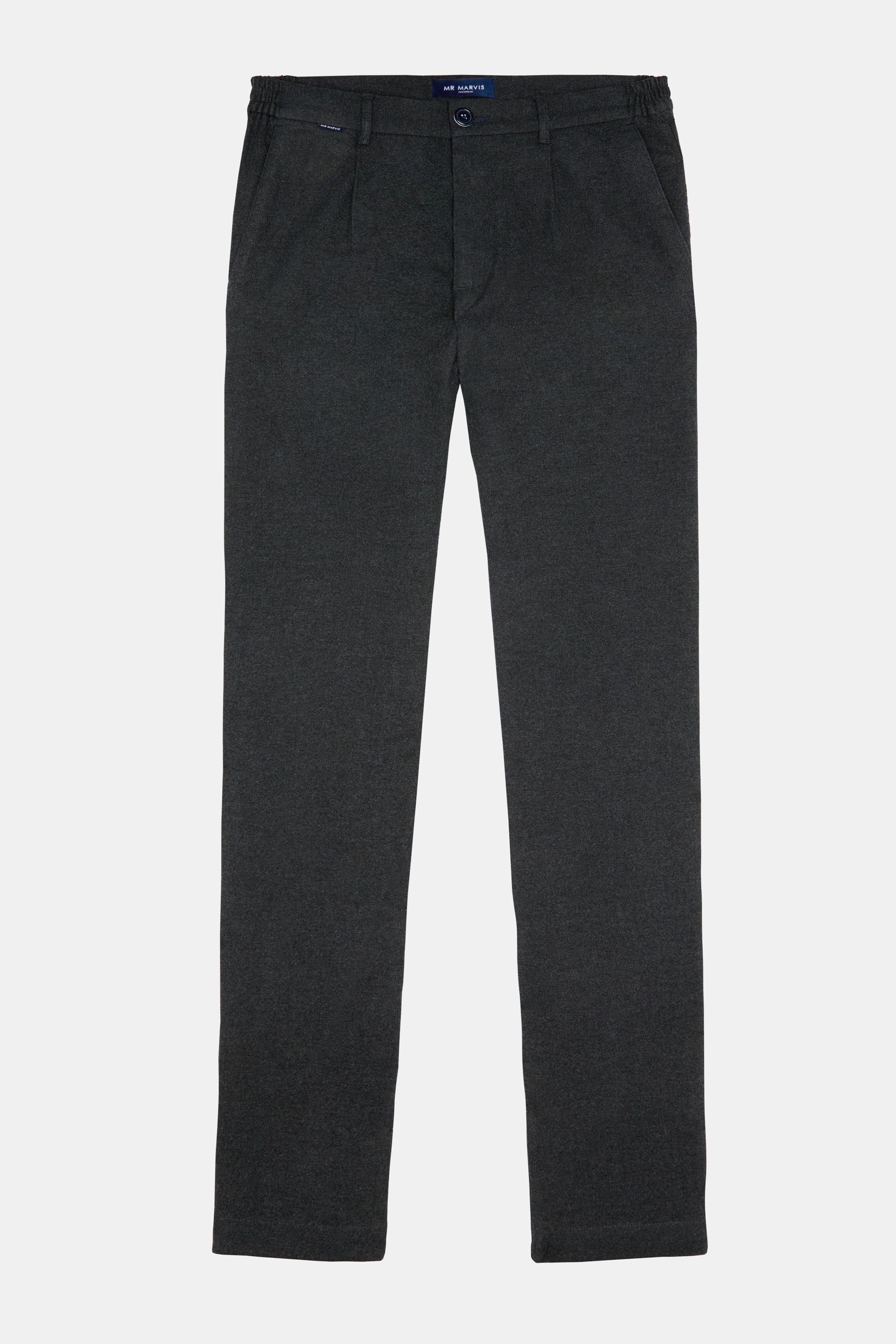 Mens smart flannel trousers with tapered fit in dark grey