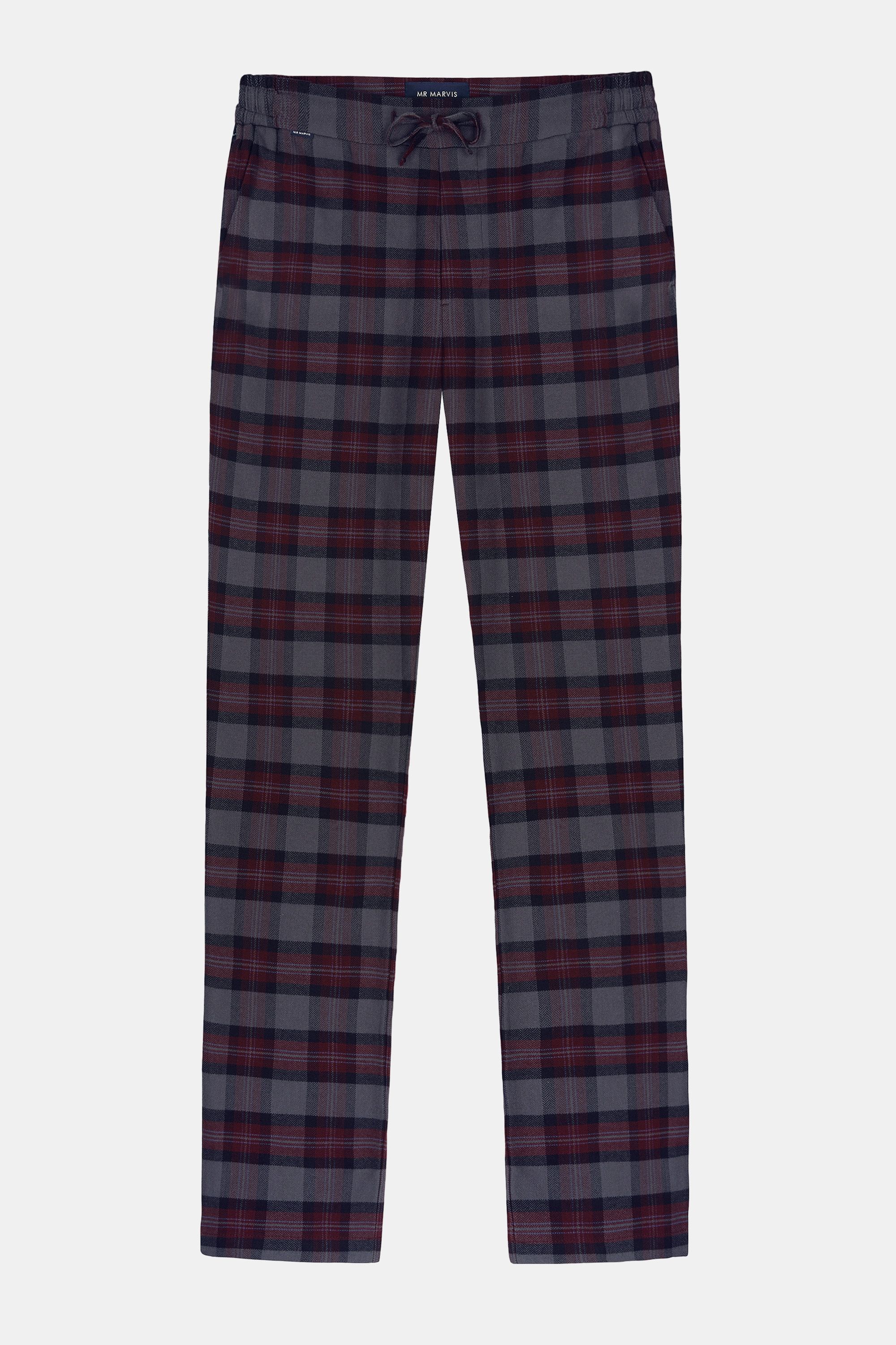 Pantalon de pyjama en flanelle pour homme à carreaux gris et bordeaux