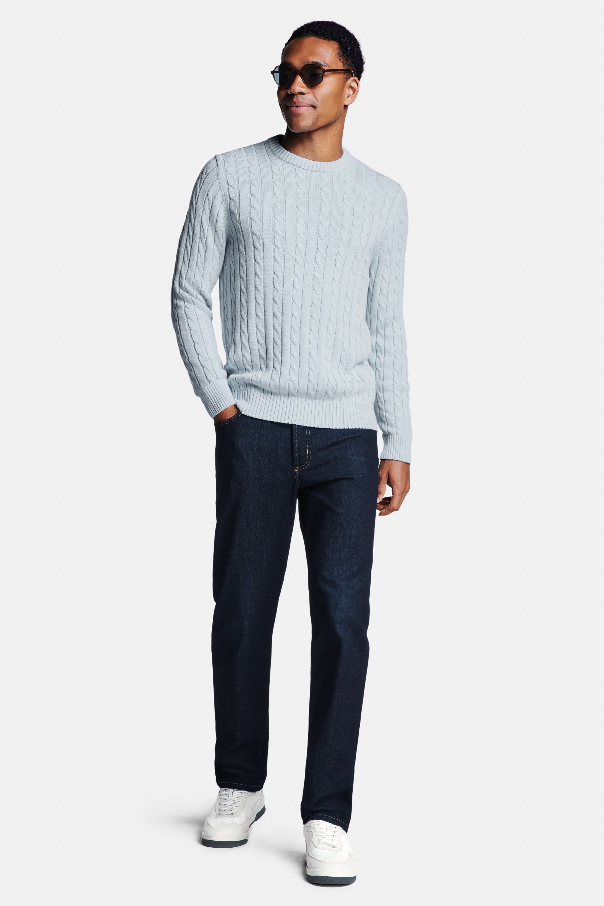 Avenues * The Midweight Cable Crew, Mingus * The Straight Fit Jeans, Cosmics * The Classic Sneakers