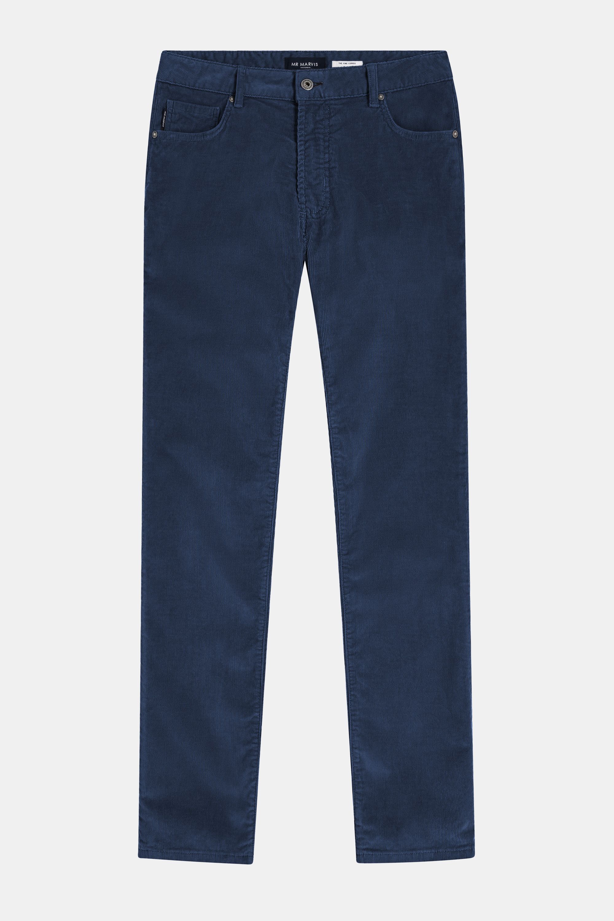 Pantalones de pana fina para hombre con corte cónico en azul oscuro