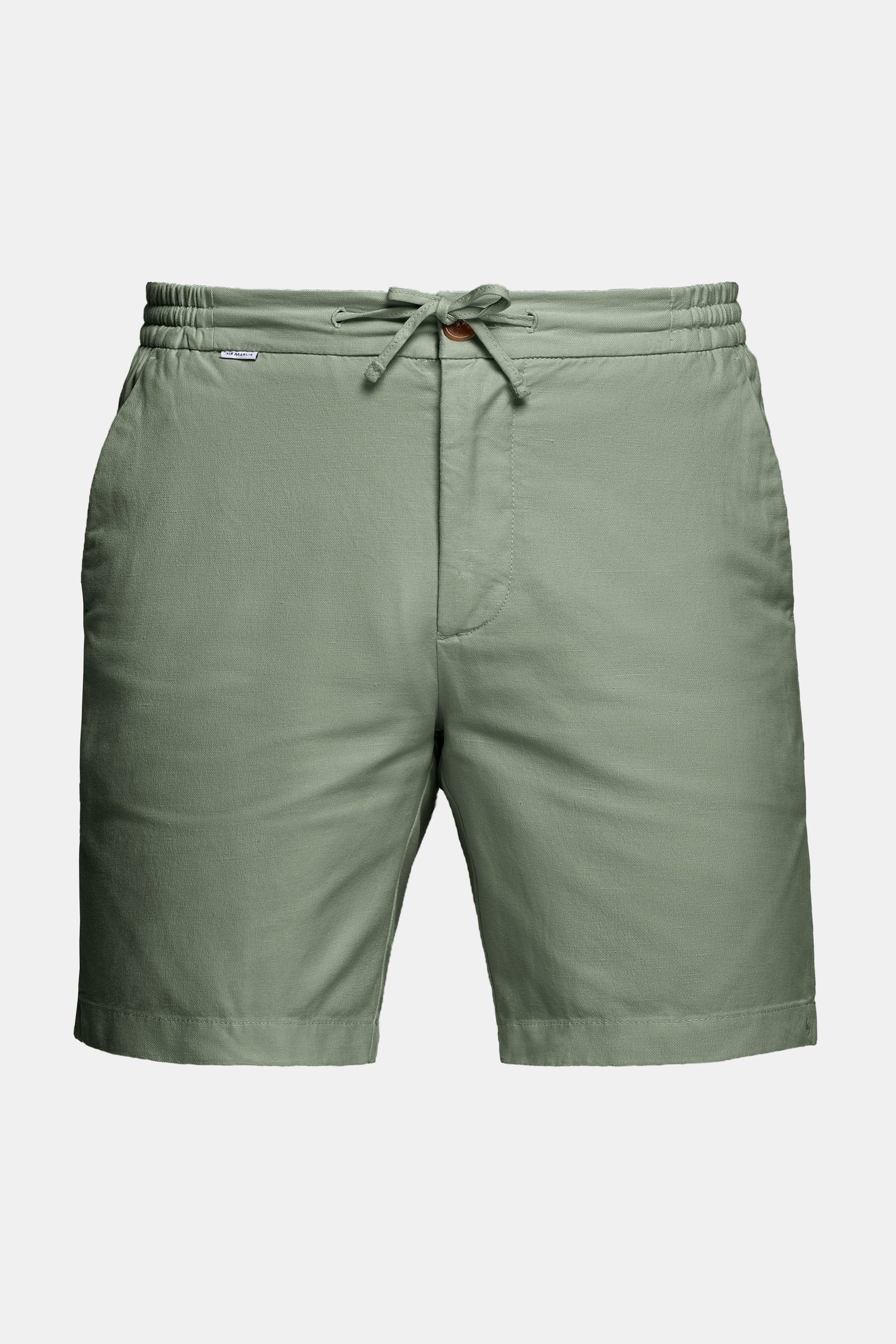 Mens linen shorts in grey green