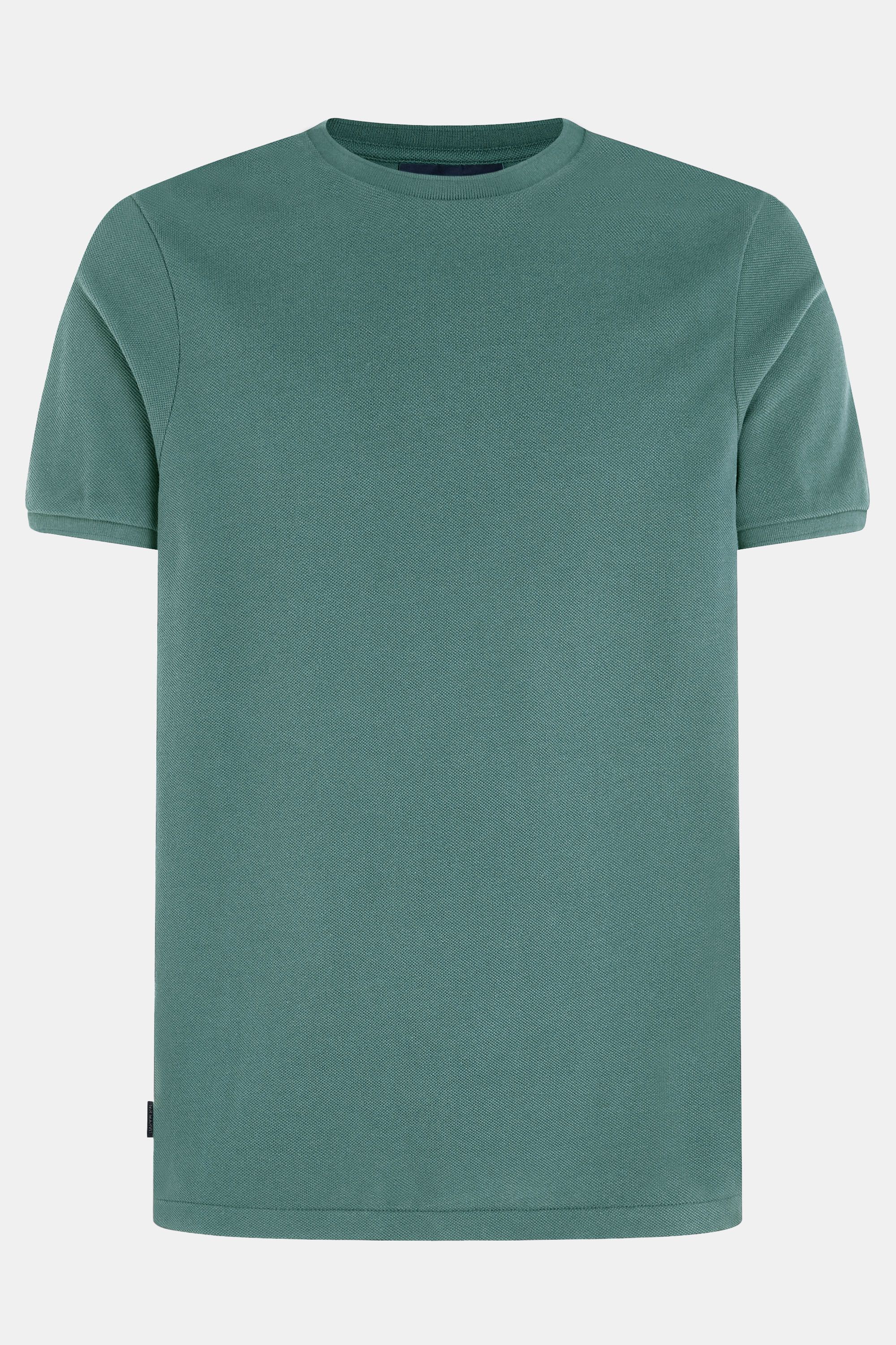 Heren piqué T-shirt met ronde hals in donkerblauwgroen