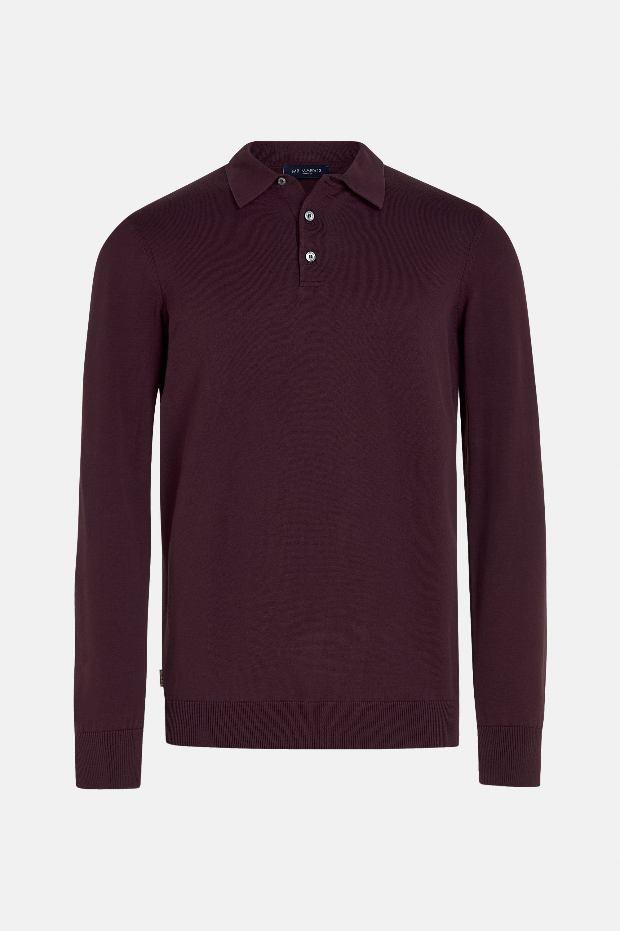 Mens long-sleeve polo in dark burgundy