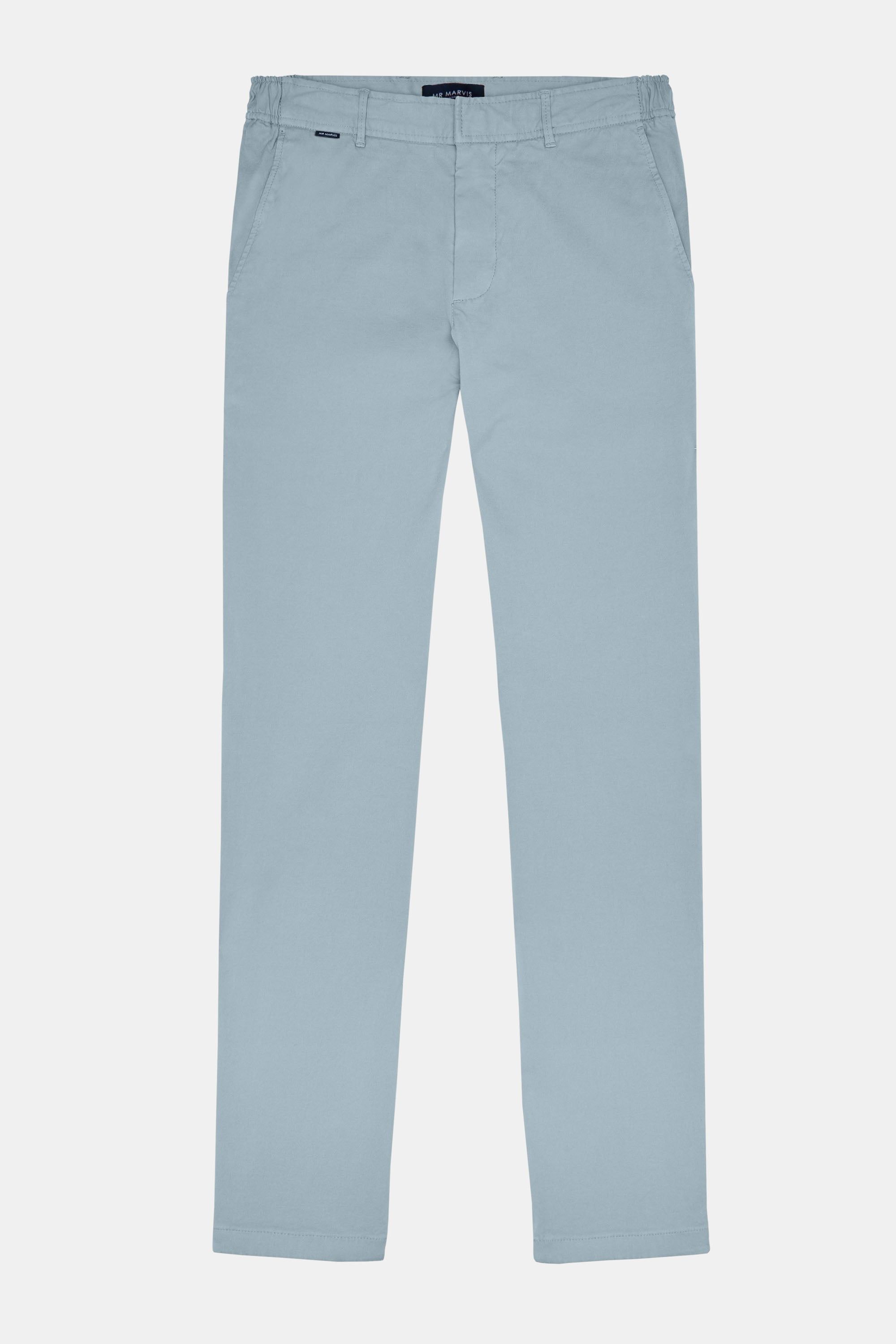 Mens heavyweight winter chinos with tapered fit in light grey blue